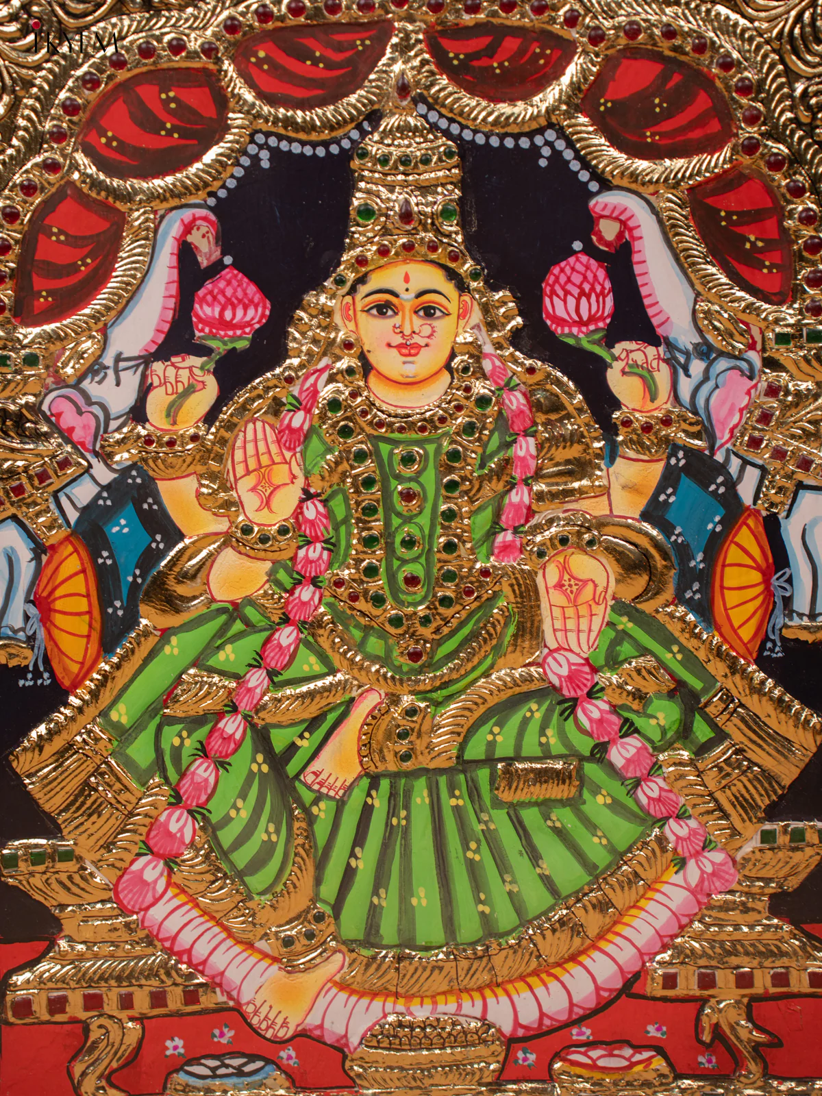 Gajalakshmi - Tanjore Painting (18x15) - KC06114 - Image 2