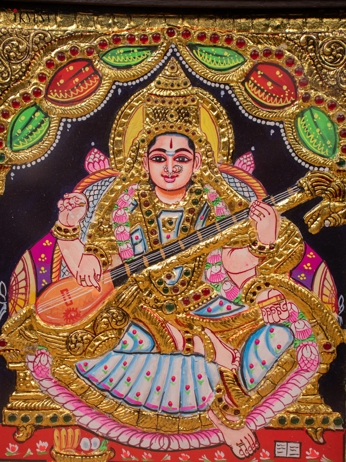 Saraswathi - Tanjore Painting (15x13) - KC06115 - Image 2