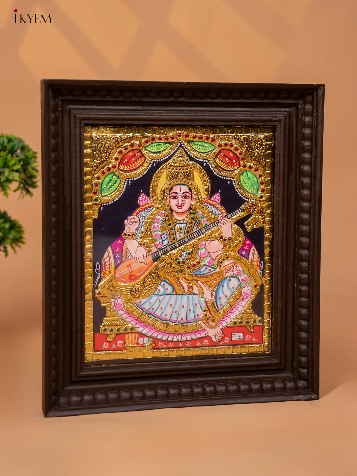 Saraswathi - Tanjore Painting (15x13) - KC06115 - Image 3