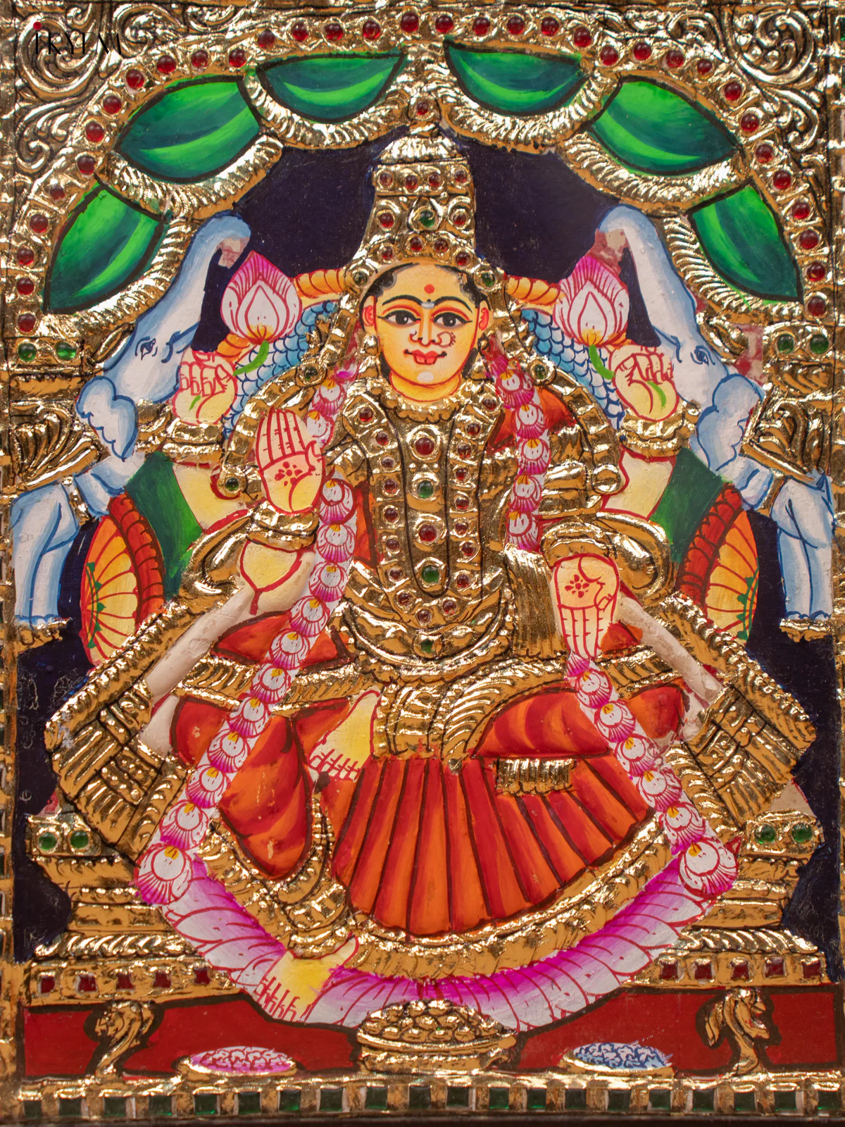 Gajalakshmi - Tanjore Painting (13x11) - KC06118 - Image 2