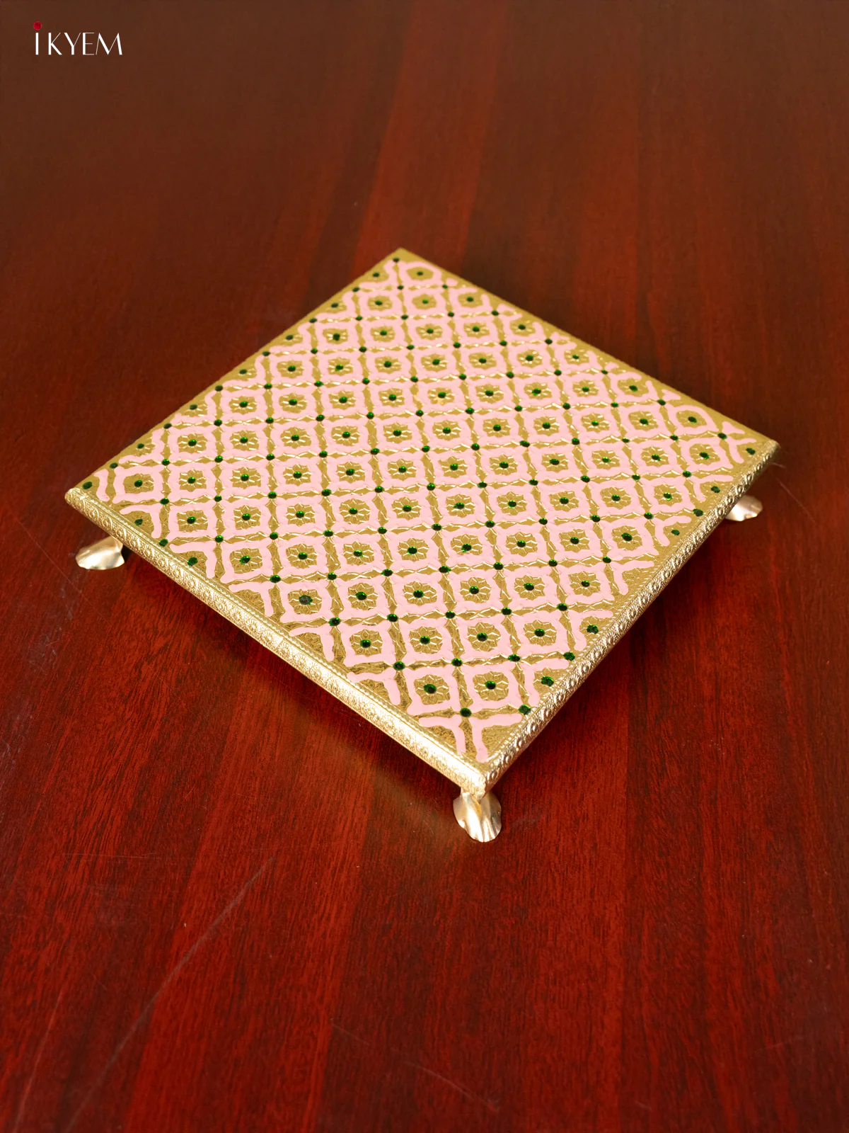 Vibrant Pink Wooden Bajot With Meenakari Design - KC11114
