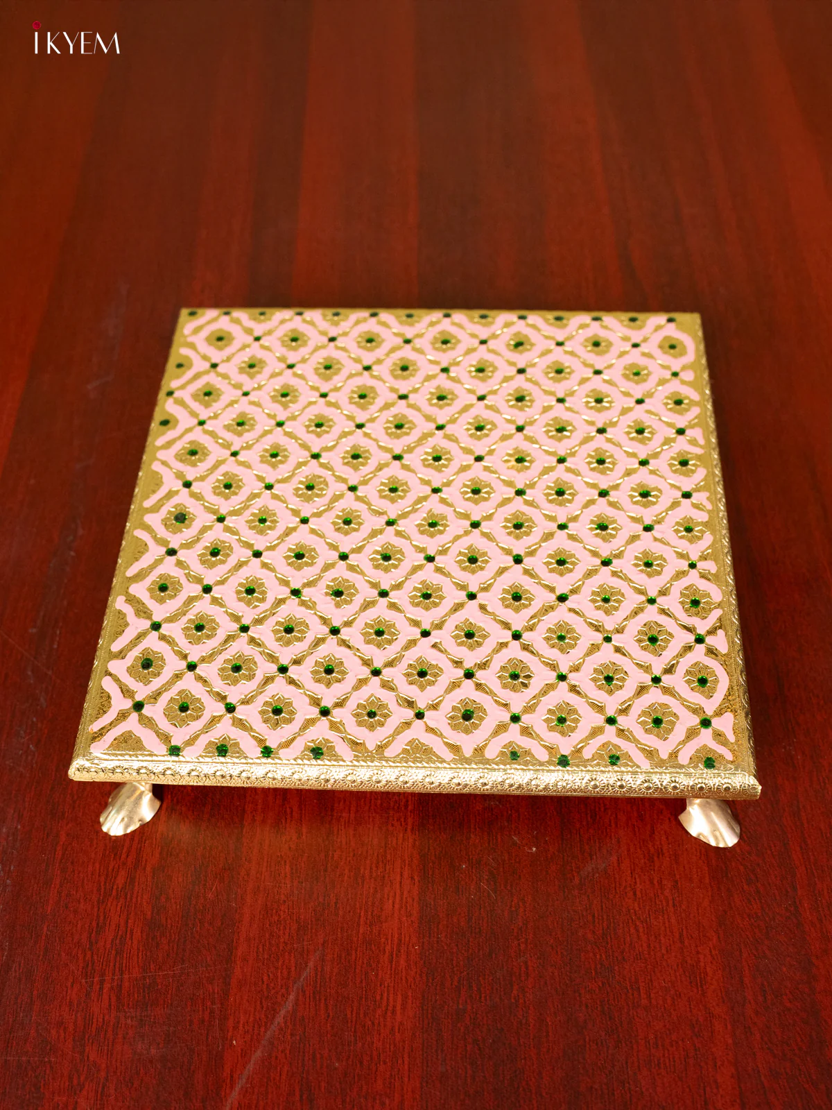 Vibrant Pink Wooden Bajot With Meenakari Design - KC11114 - Image 2
