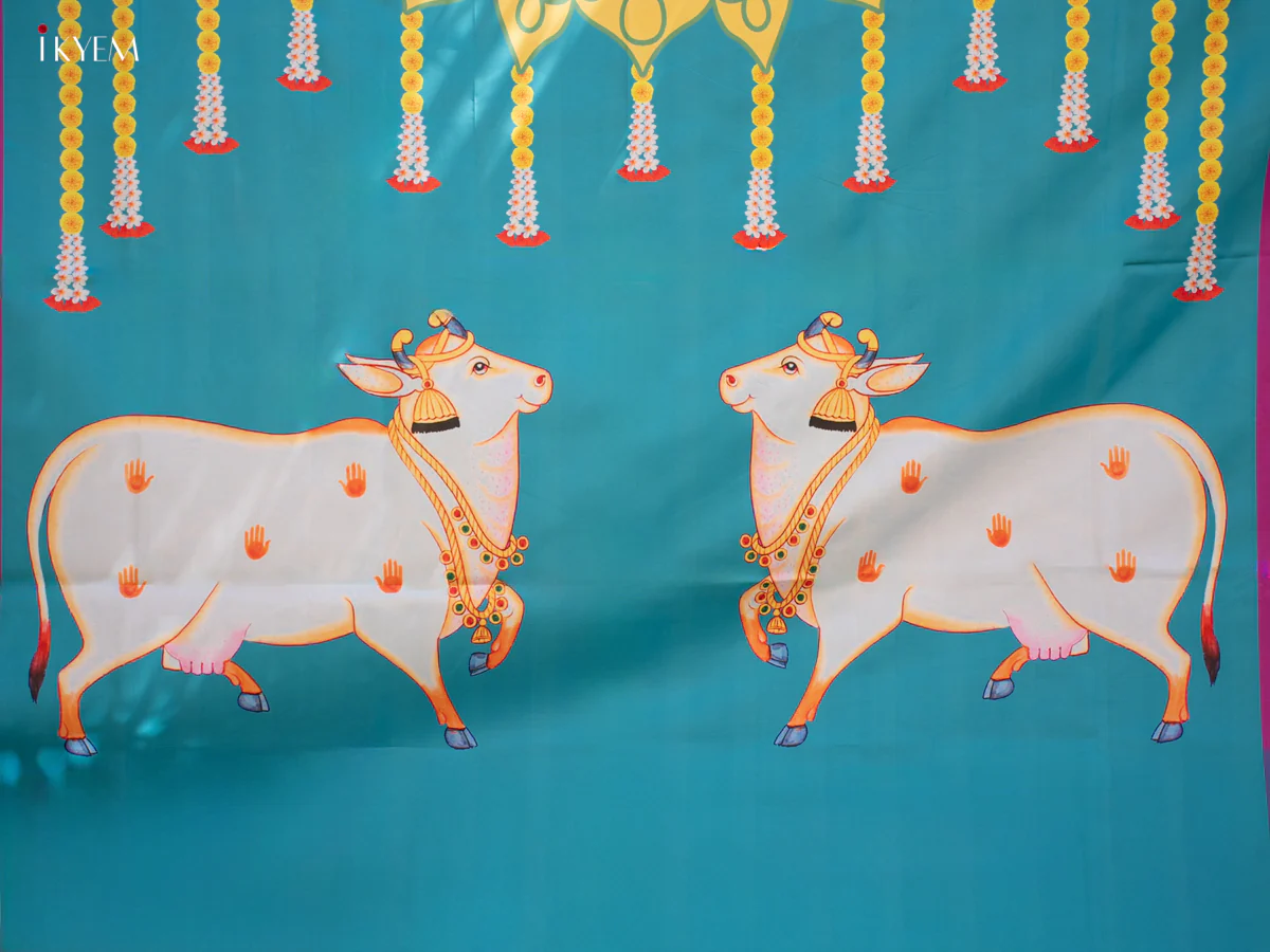 Pichwai Backdrop - Blue with Violet - (5×8 feet) - KC11132 - Image 2