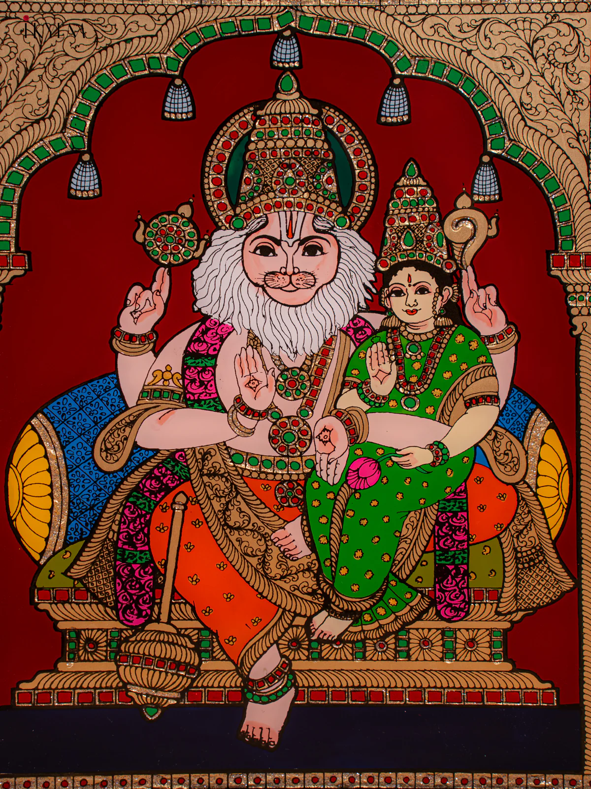 Reverse Glass Painted Photo Frame Lakshmi Narasimhar - (10x12) - KC17115 - Image 2