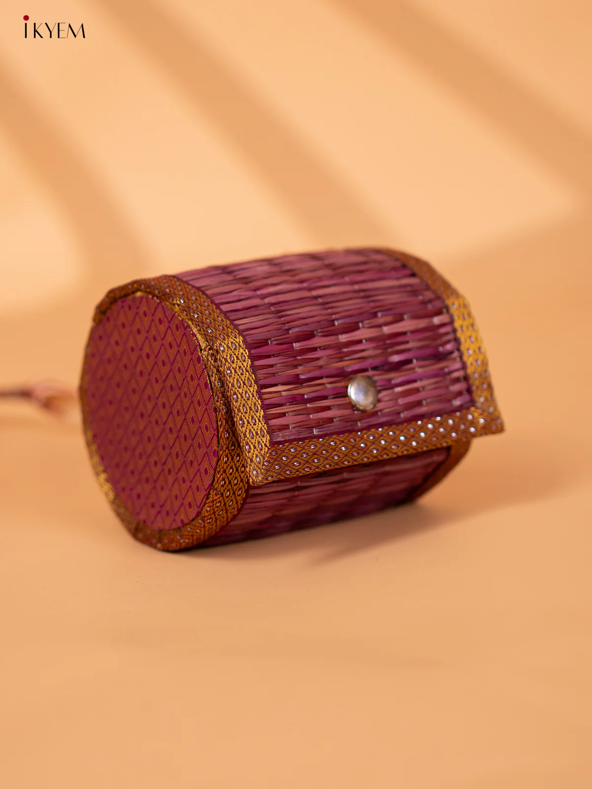 Half Raw Silk with korai Round Bangel box - Violet - KC20122 - Image 4