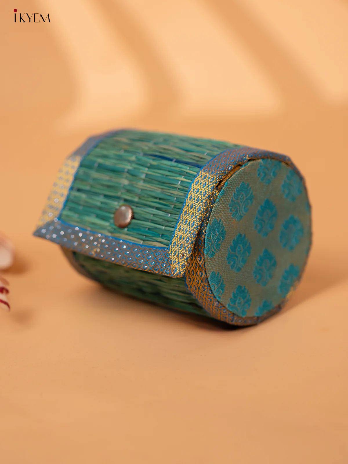 Half Raw Silk with korai Round Bangle box - Sky blue -KC20131 - Image 2