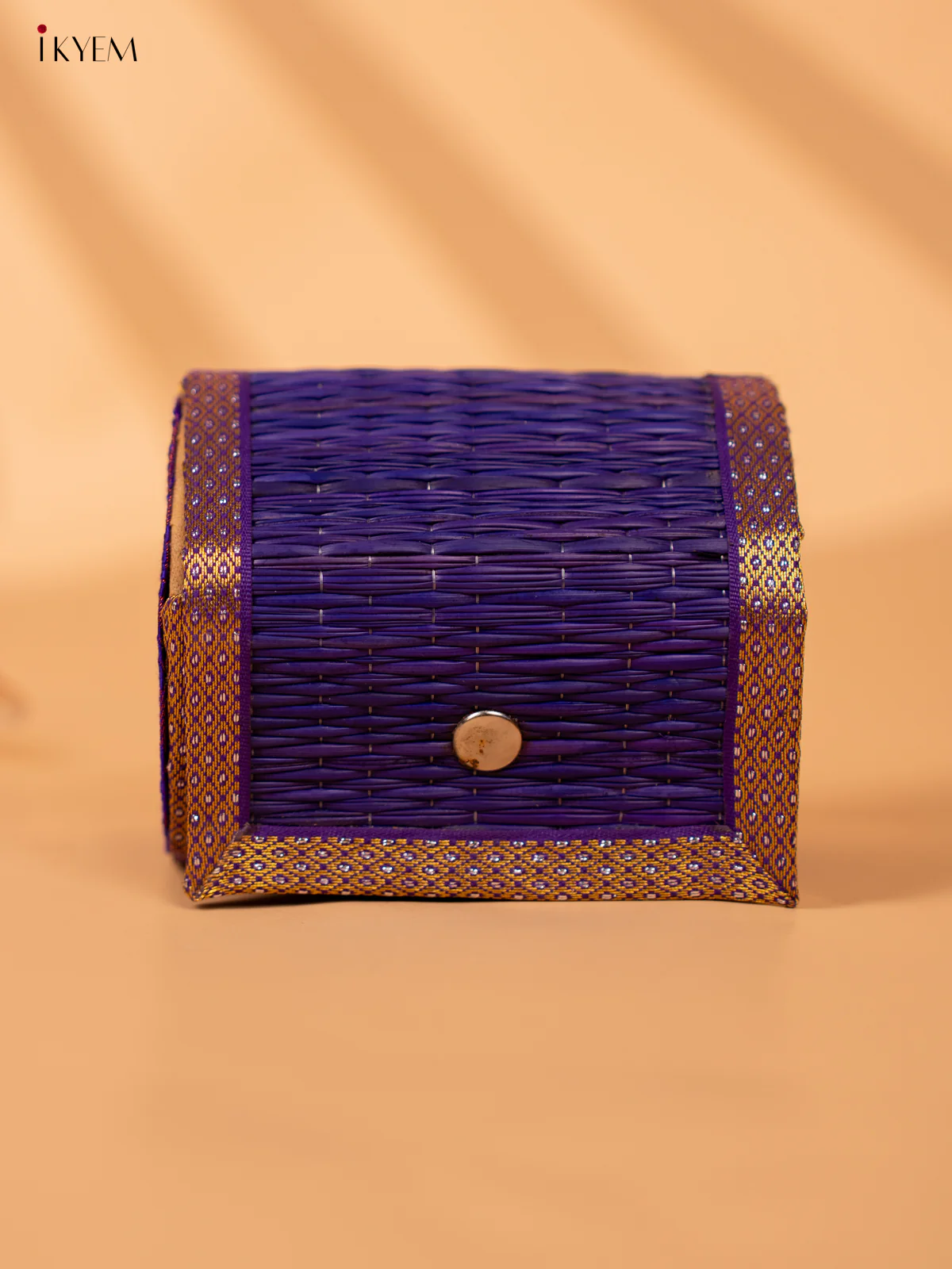 Half Raw Silk with korai Round Bangle box - Dark blue -KC20134