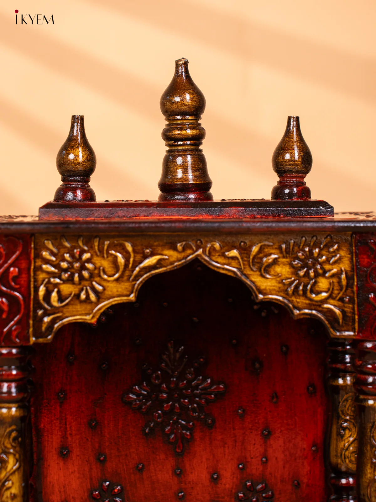 Wooden hand Painted Mini Mandir - KC20169 - Image 3