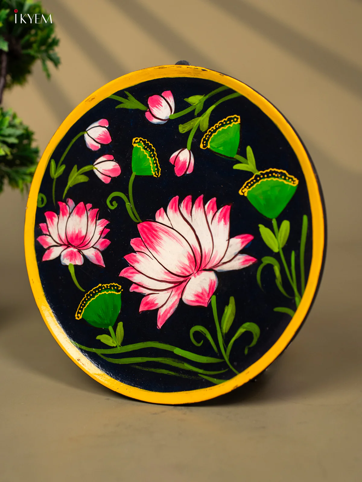 Wooden Hand painted Wall hanging Plate - Pichwai black-KC22112 - Image 2