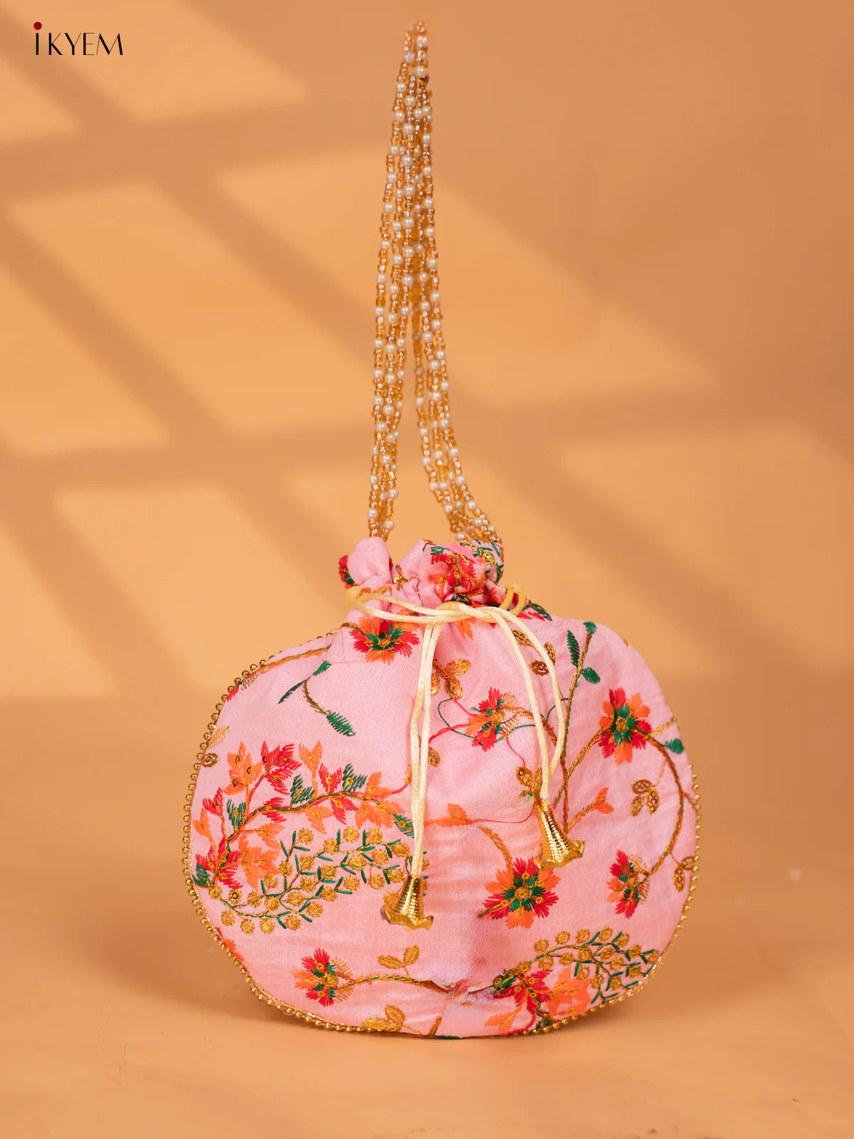 Designer Embroidered Potli Bag - Pink- KC24112 - Image 3