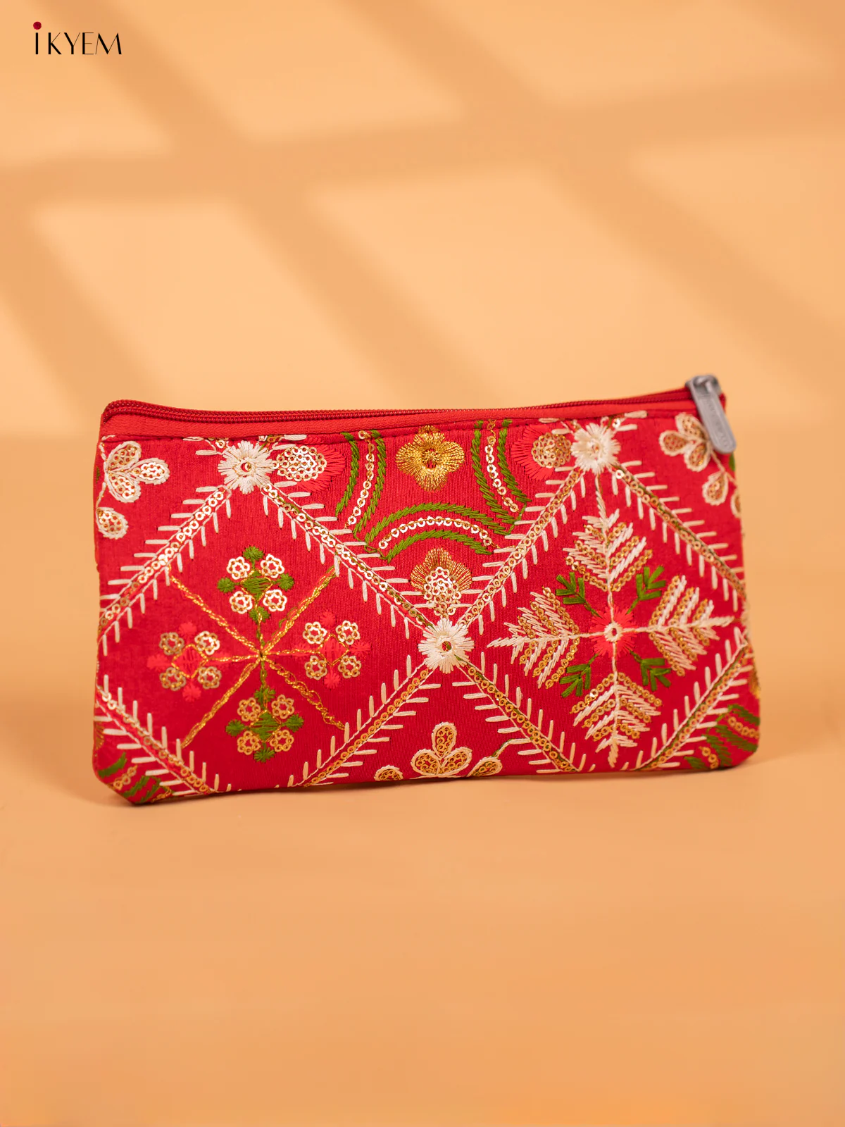 Designer Embroidered Pouch with zipper - KC28120 - Image 8