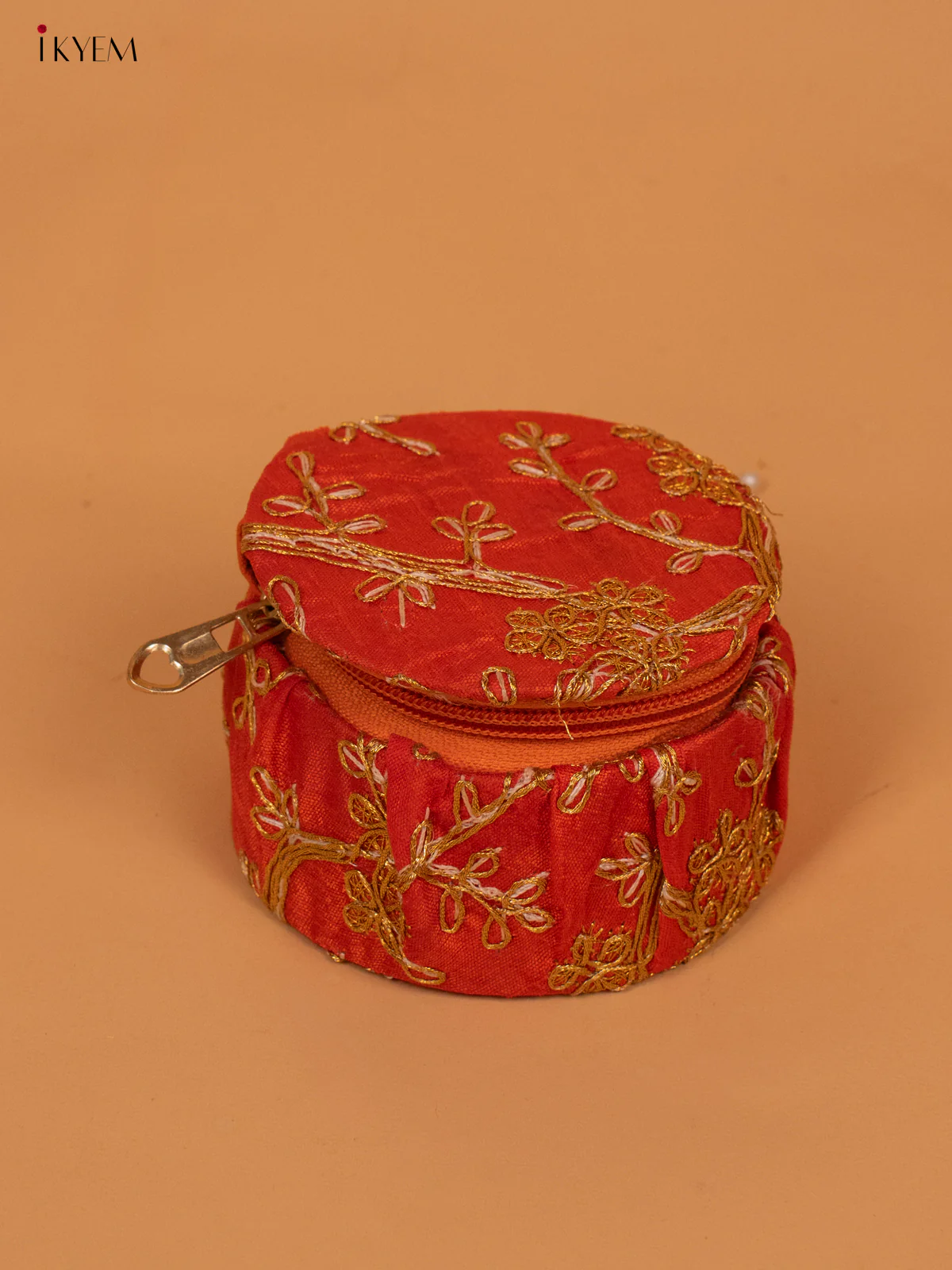Golden Zari Embroidered Bangle Box - KC29114 - Image 10