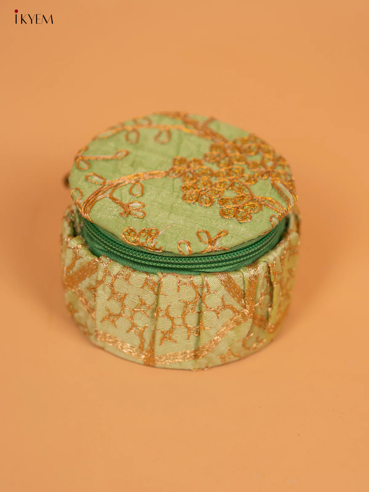 Golden Zari Embroidered Bangle Box - KC29114 - Image 12