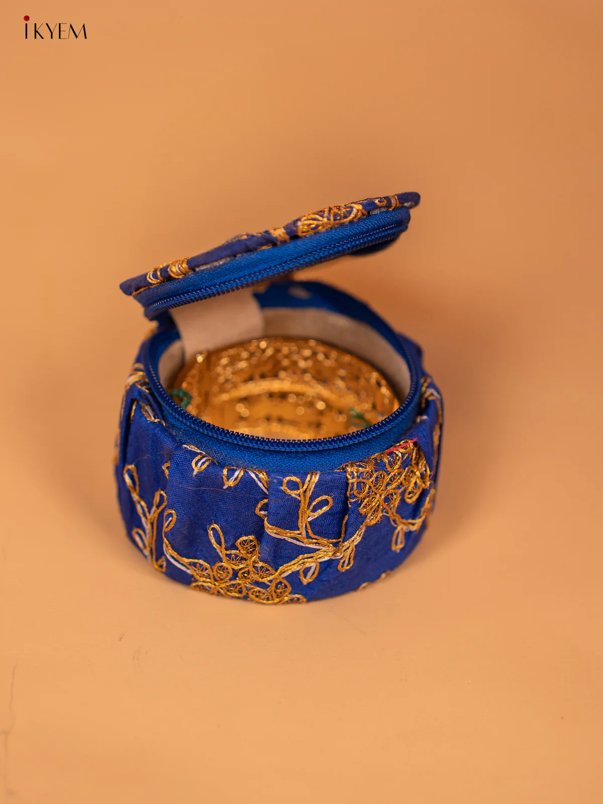 Golden Zari Embroidered Bangle Box - KC29114 - Image 14