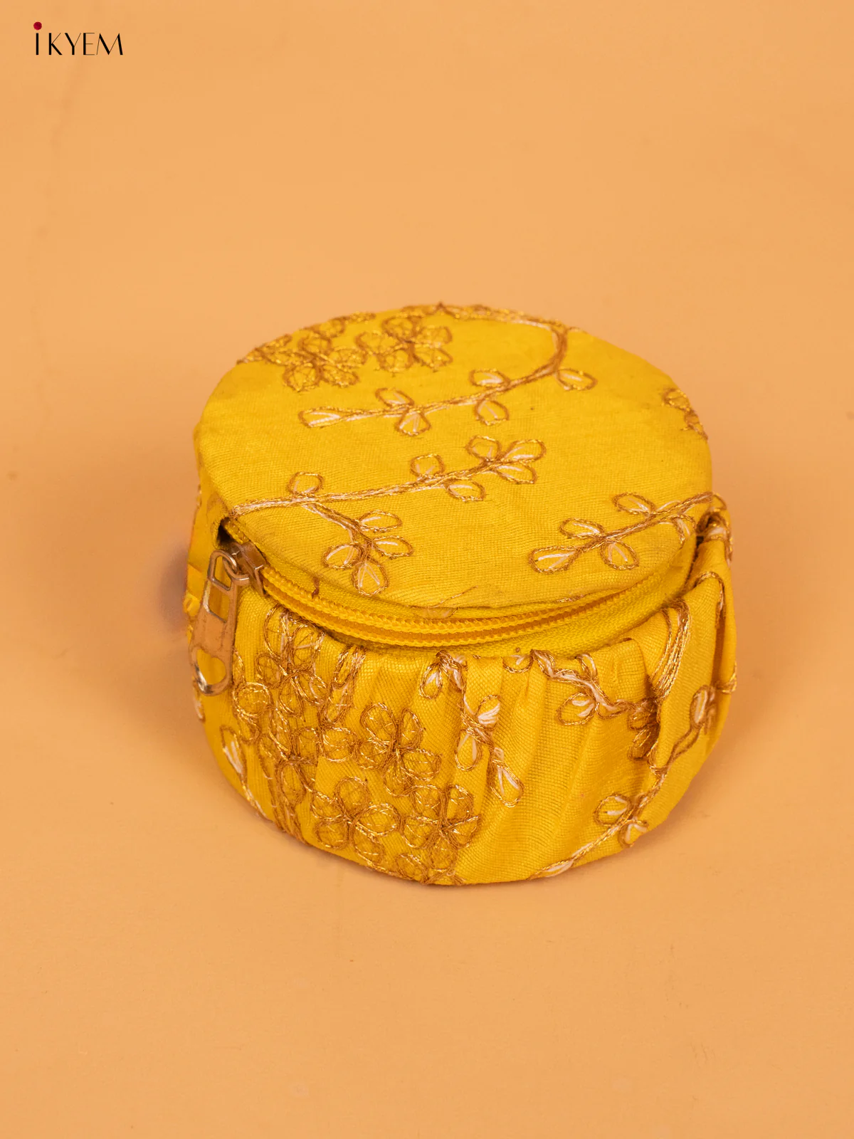 Golden Zari Embroidered Bangle Box - KC29114 - Image 2