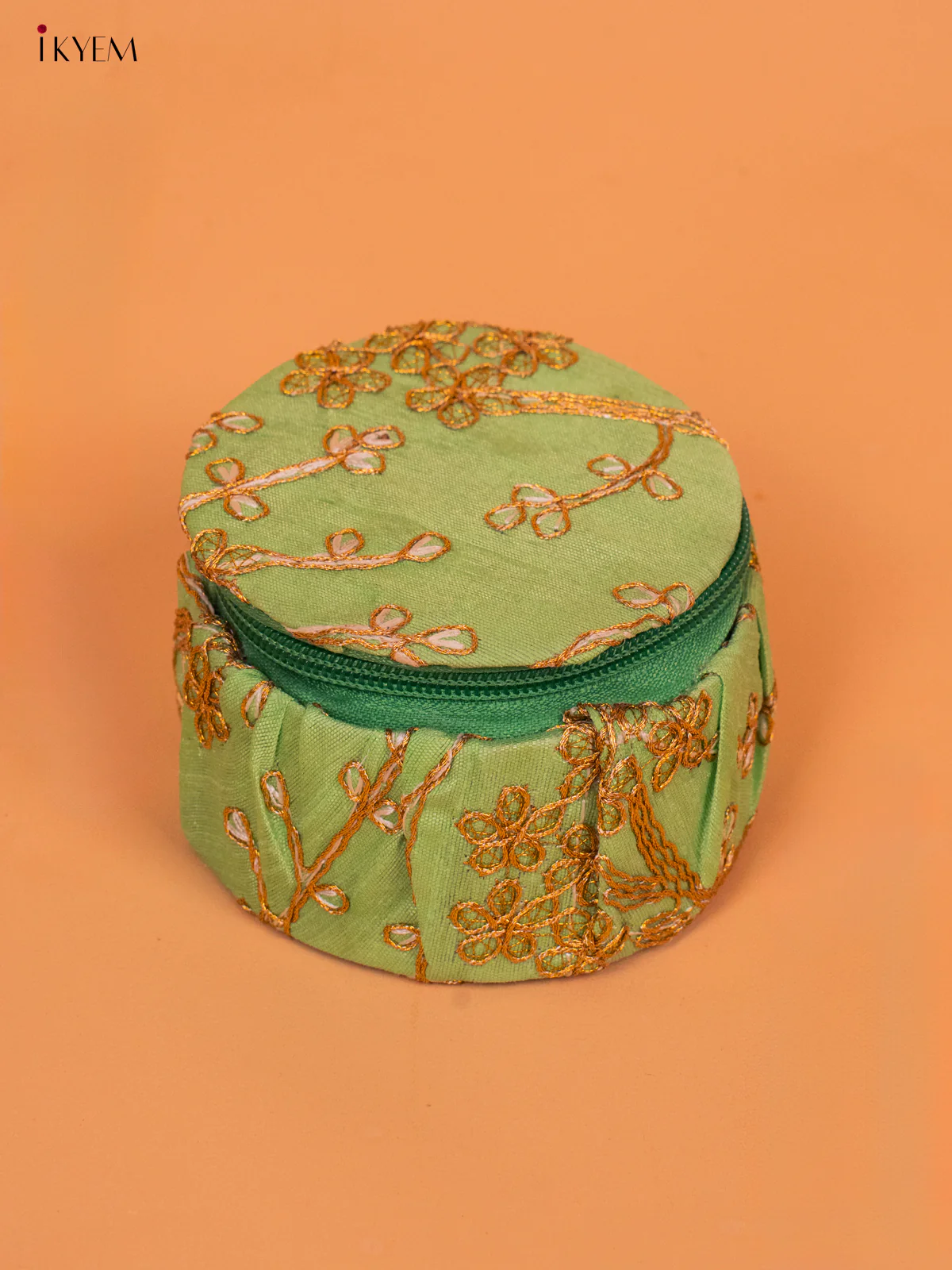 Golden Zari Embroidered Bangle Box - KC29114 - Image 5