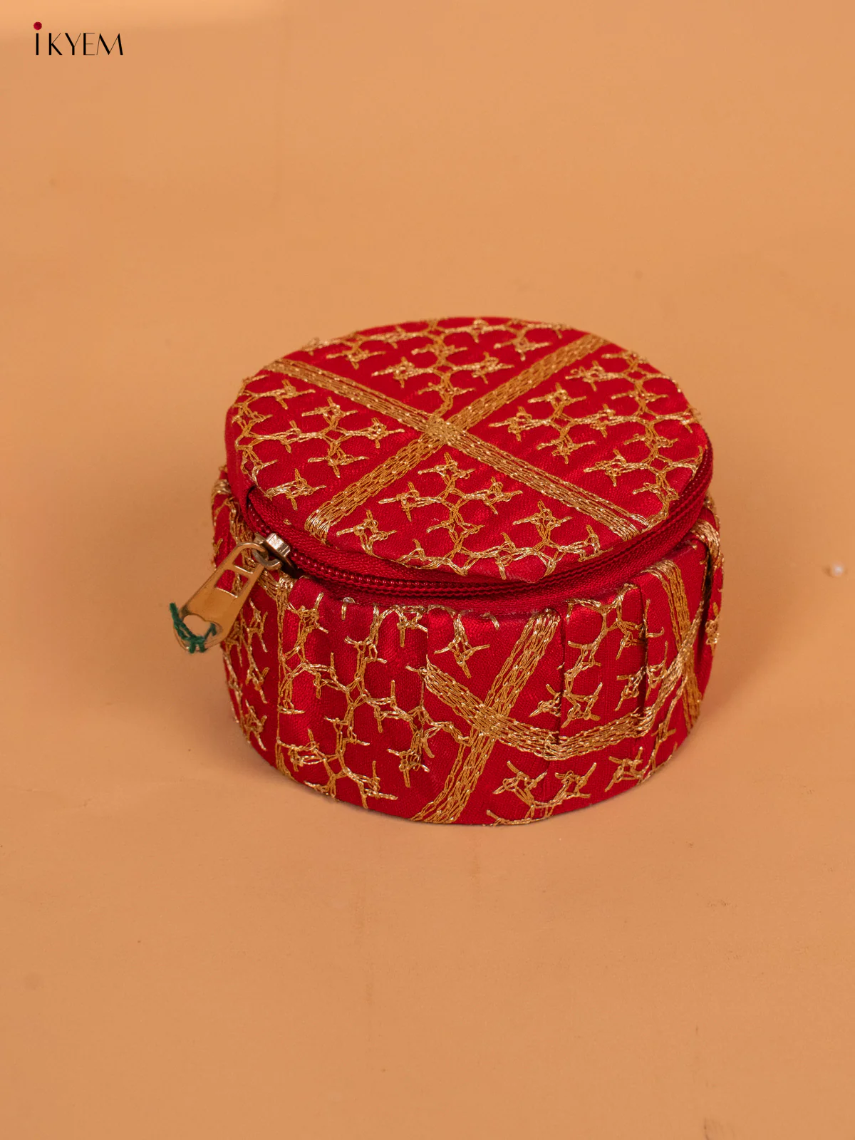 Golden Zari Embroidered Bangle Box - KC29114 - Image 8