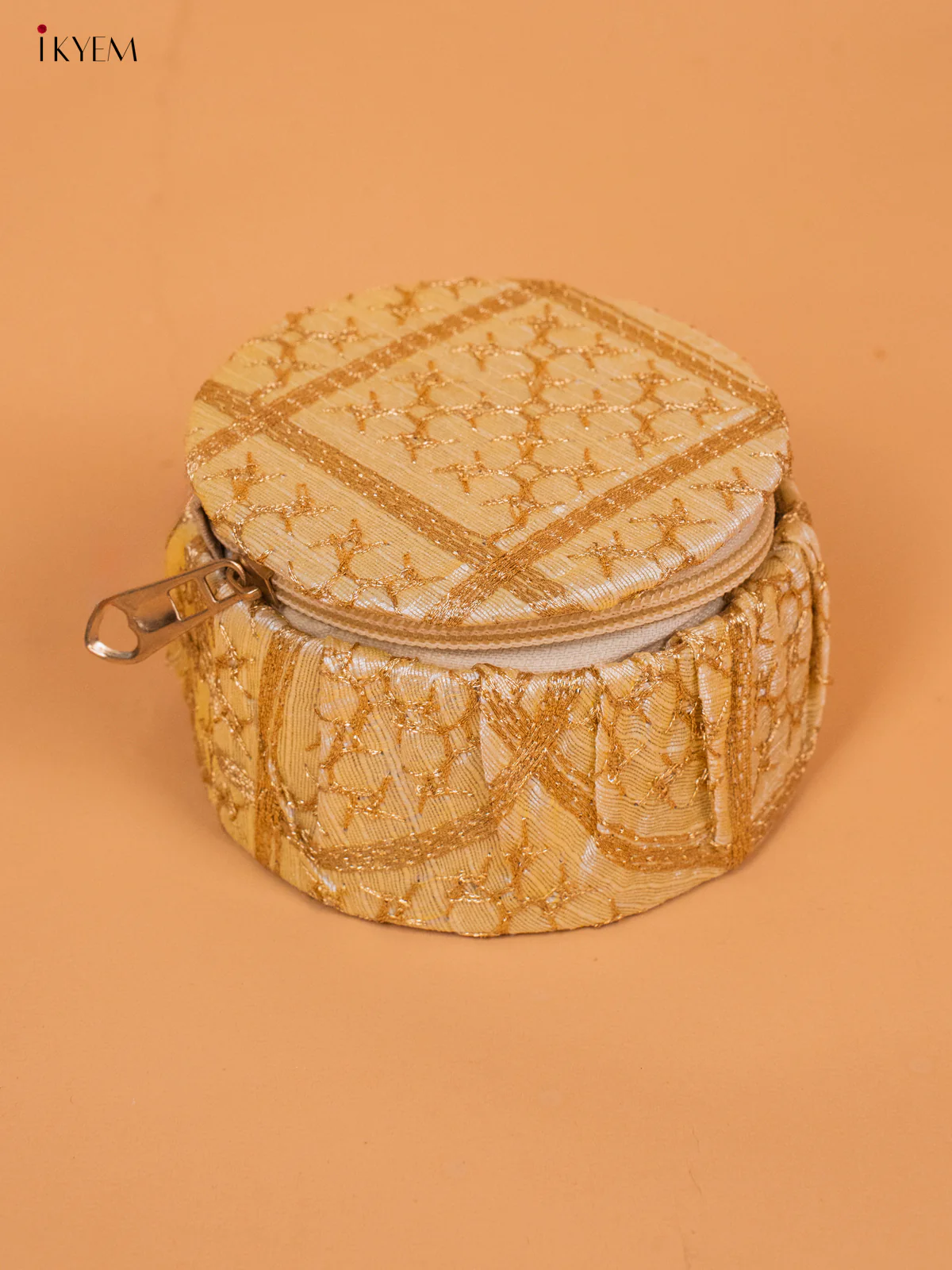 Golden Zari Embroidered Bangle Box - KC29114 - Image 9