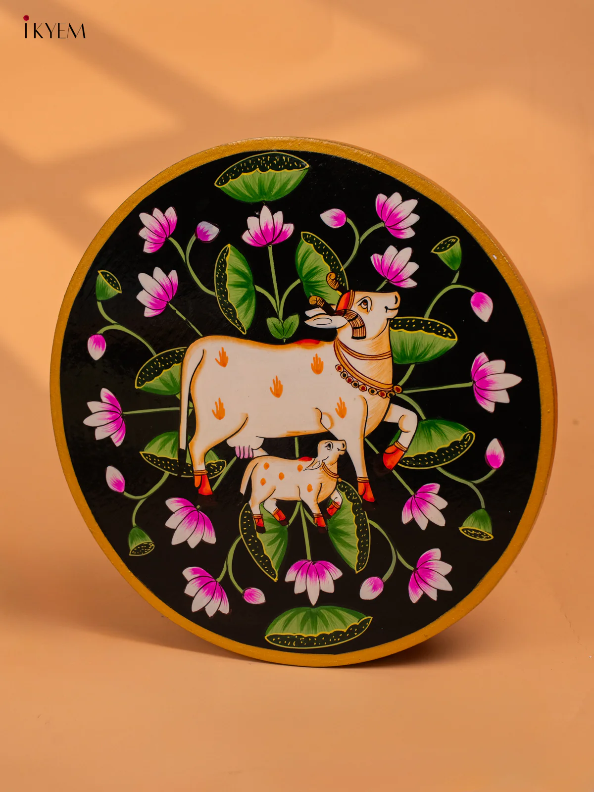 Wooden Hand painted Wall hanging plates - Cow & calf -KC29135 - Image 4