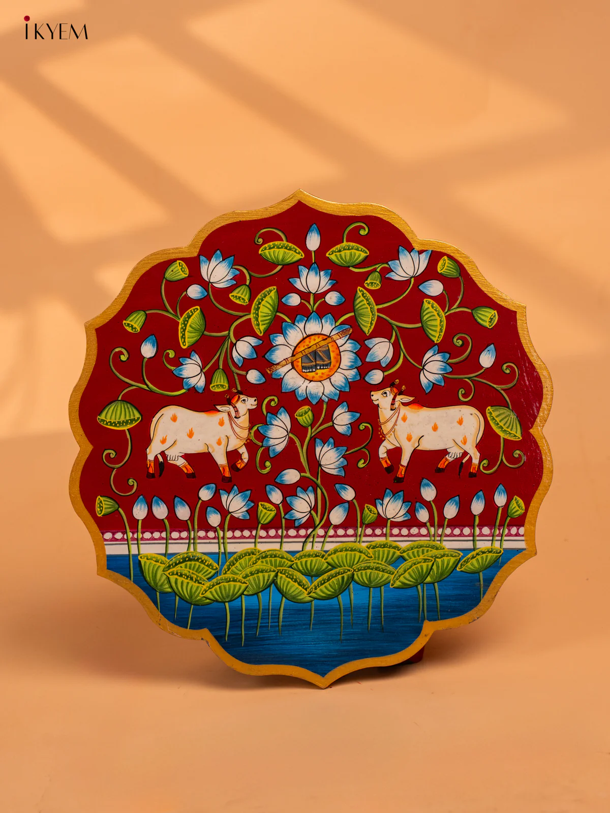 Wooden Hand painted Wall hanging plates - Cow -KC29136