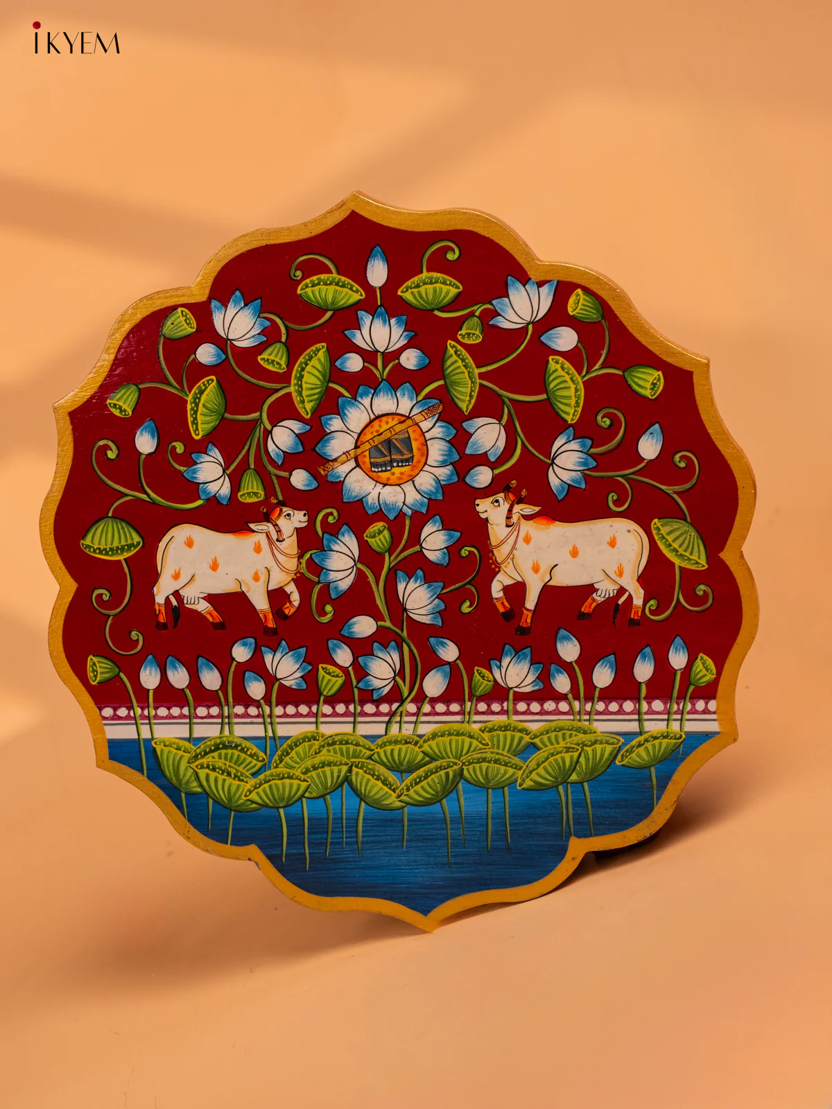 Wooden Hand painted Wall hanging plates - Cow -KC29136 - Image 2