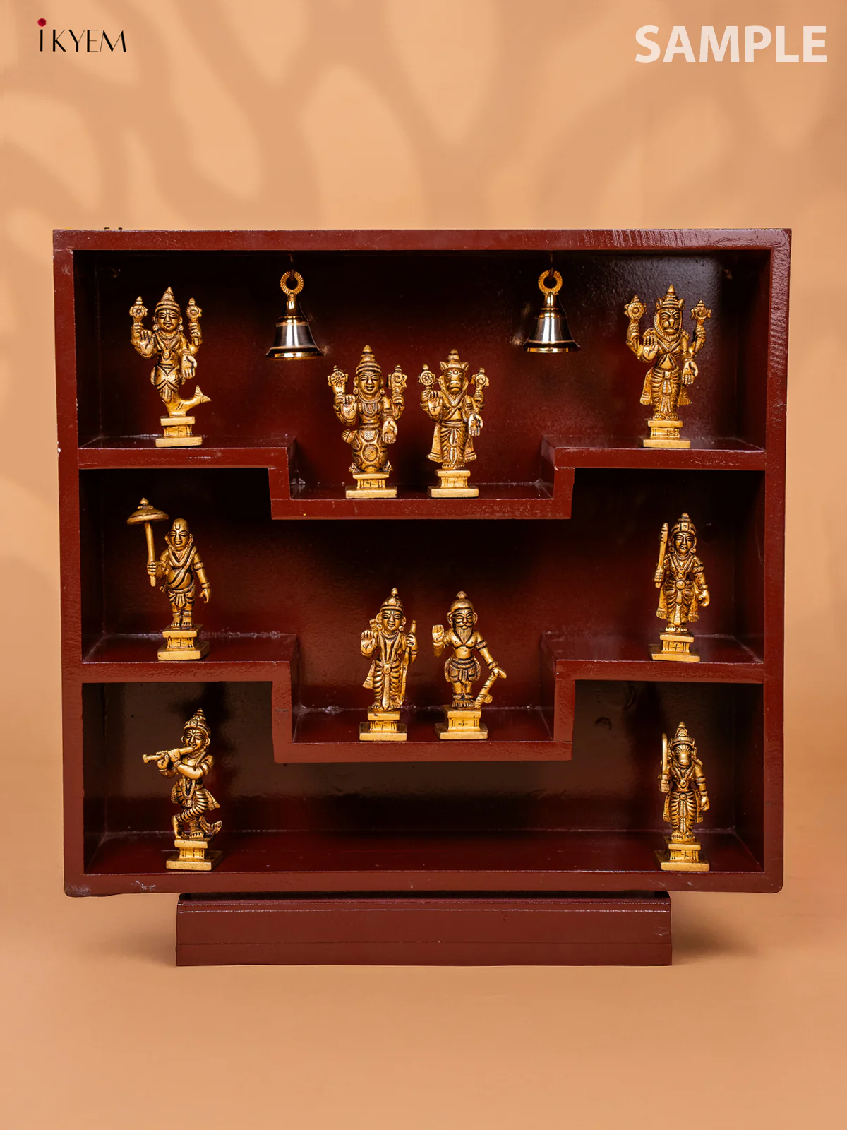 Square Wooden Hand Painted Wall Shelf - Maroon - KD01115 - Image 2