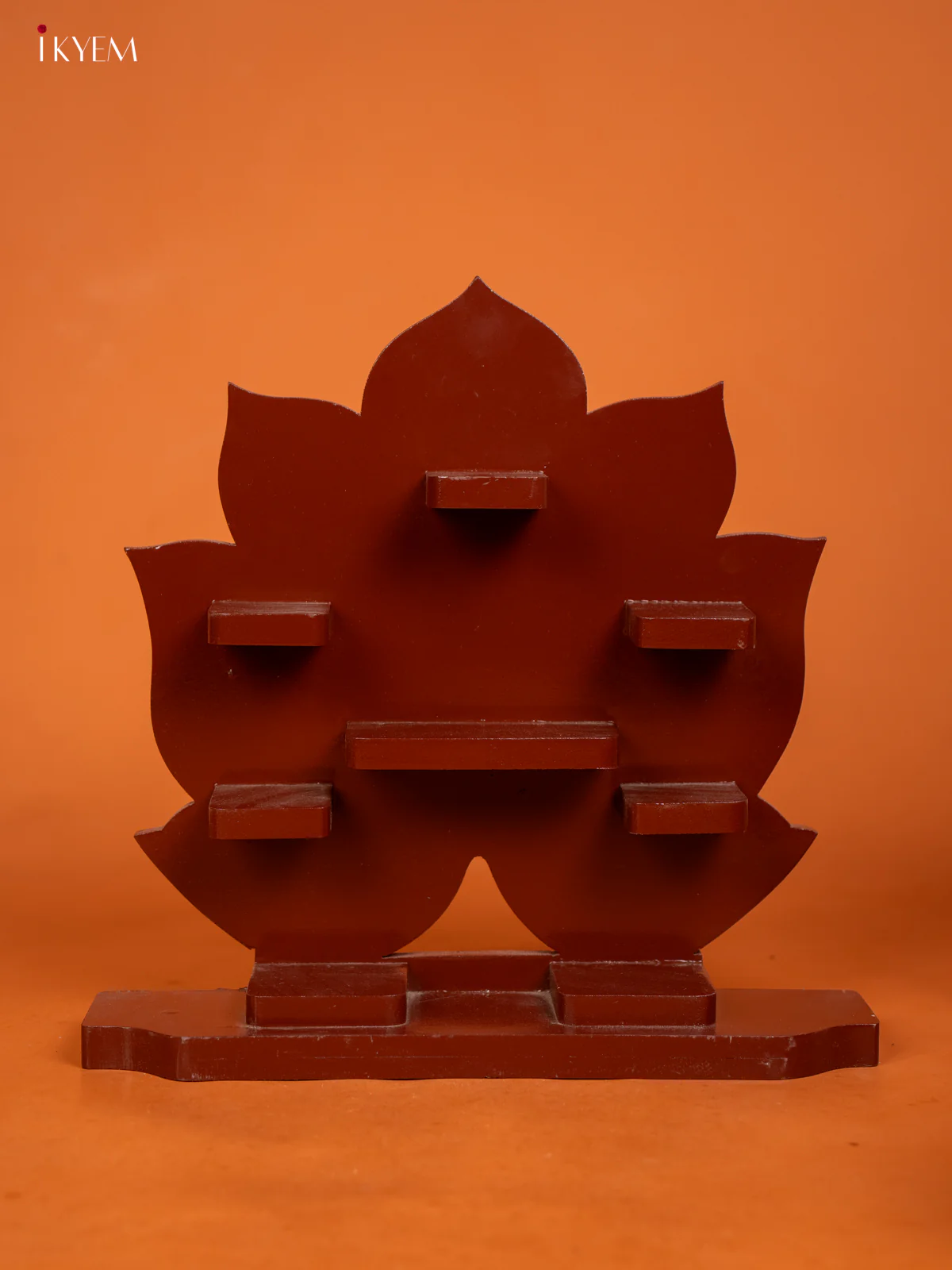 Lotus Wooden Wall Shelf - Maroon - KD01124