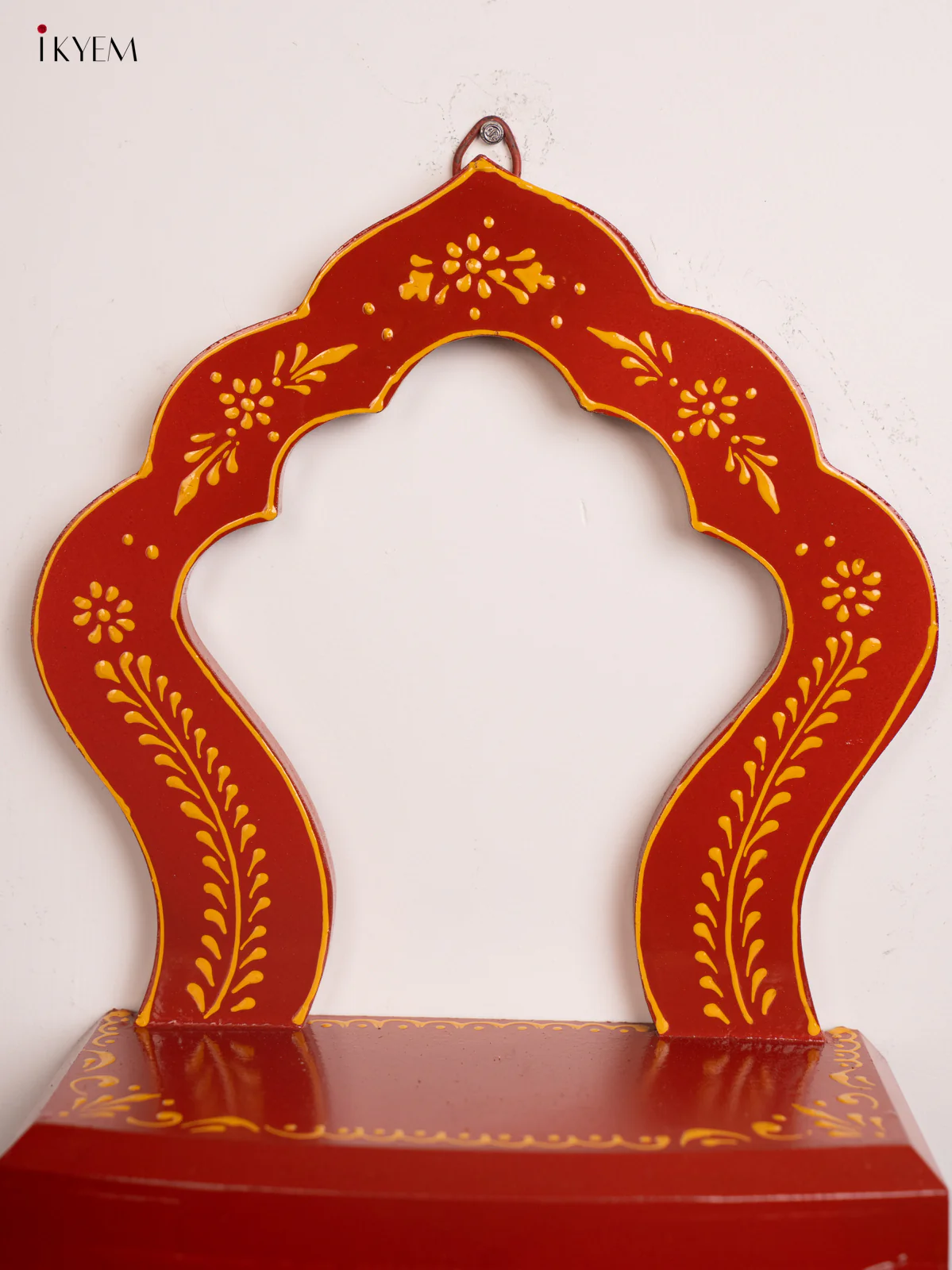 Arch Wooden Hand-Painted Wall Shelf - Maroon - 10 Inches - KD01126 - Image 3