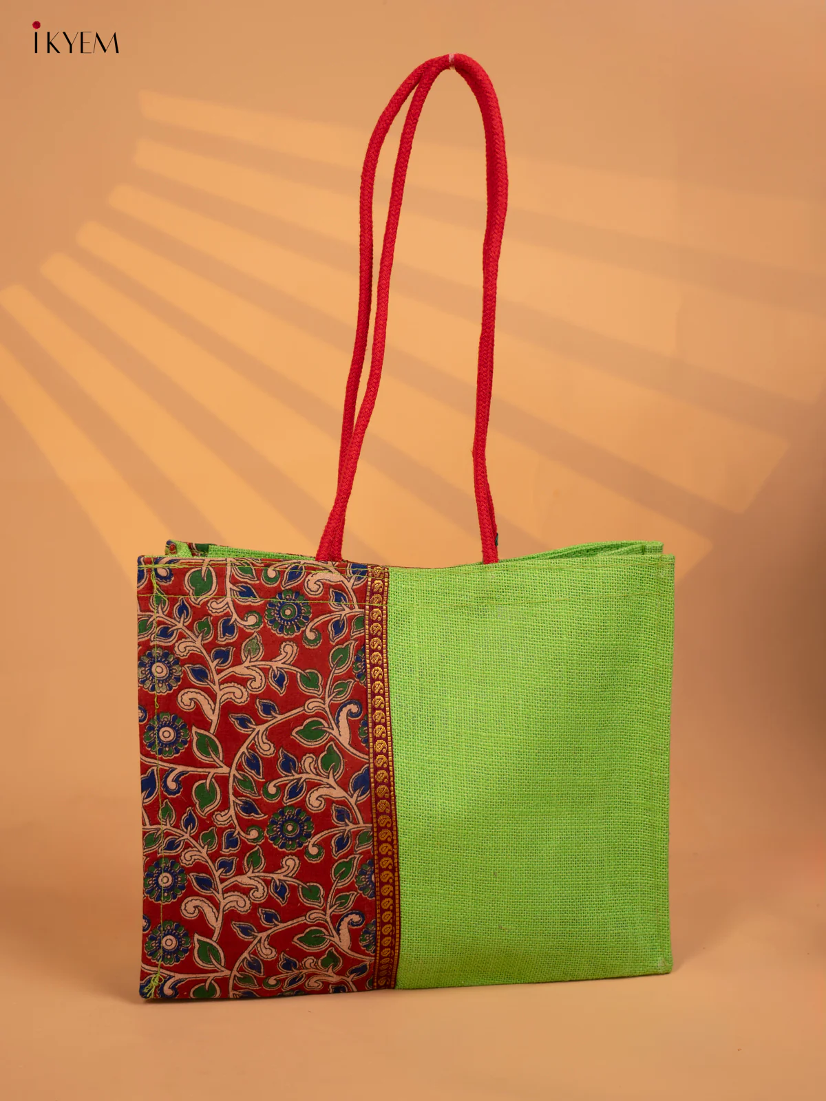 Jute bag Half & Half Kalamkari Green - KD04137