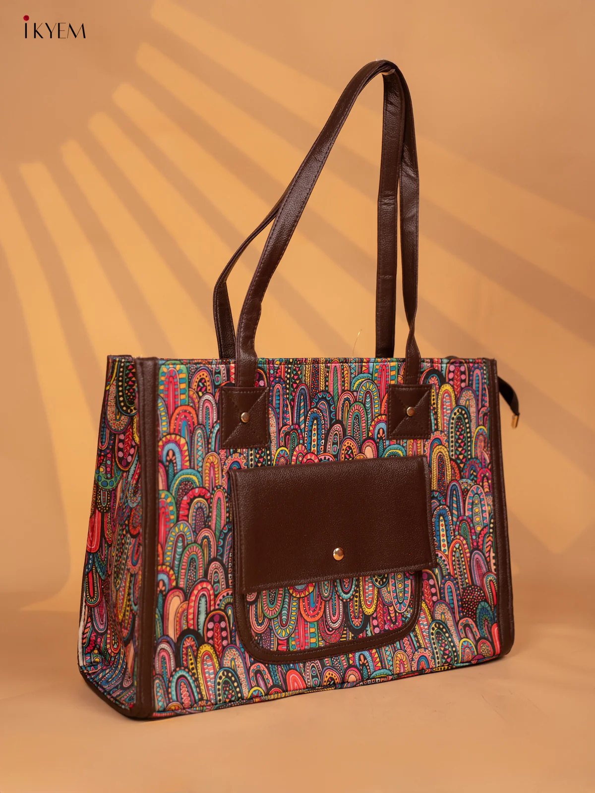 Printed Rangoli Design Leather Sling and Laptop Bag - Multi Colour - KD05116 - Image 4