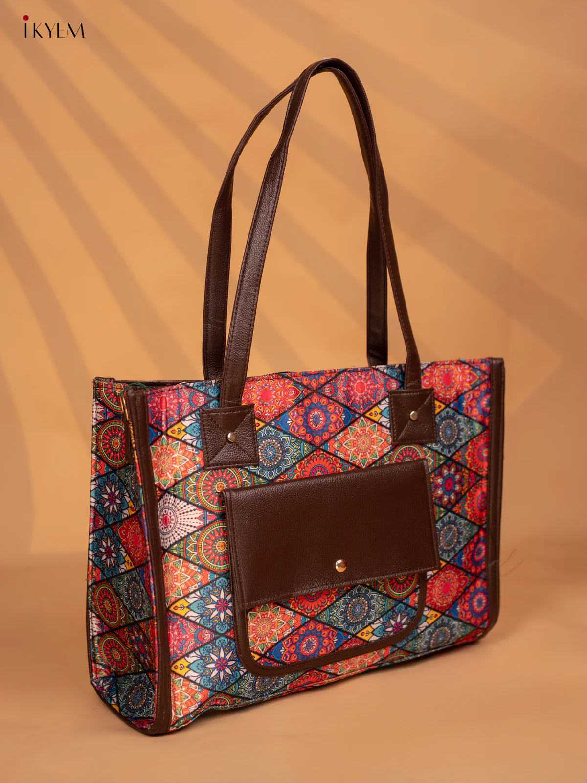 Printed Geometric Design Leather Sling and Laptop Bag - Multi Colour - KD05120 - Image 4