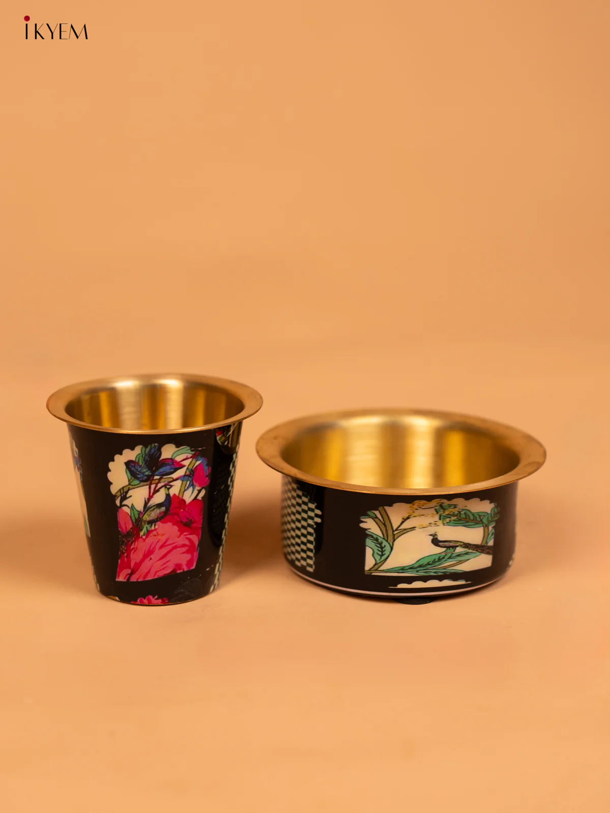 Brass Digital Printed  Dabara set - Peacock -KD12124