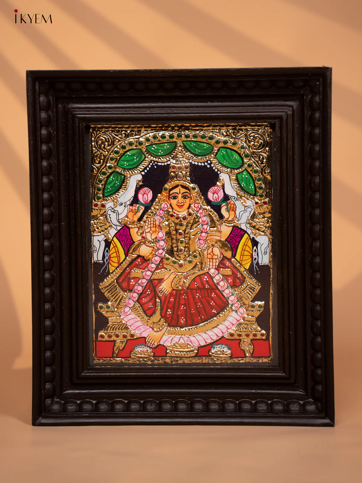 Gajalakshmi - Tanjore Painting (13x11) Red - KD17117