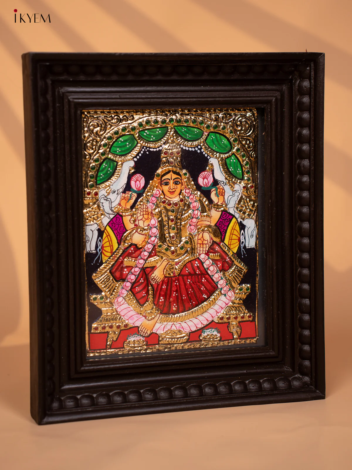Gajalakshmi - Tanjore Painting (13x11) Red - KD17117 - Image 2