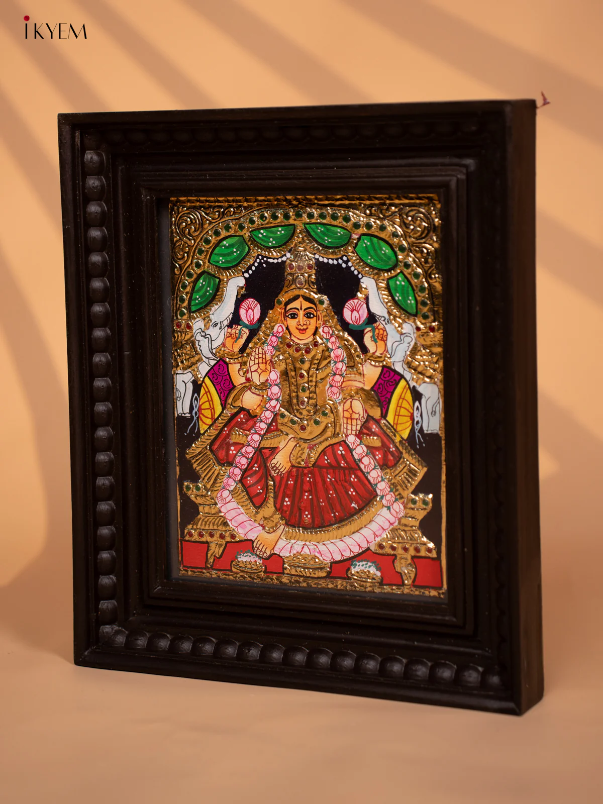 Gajalakshmi - Tanjore Painting (13x11) Red - KD17117 - Image 3