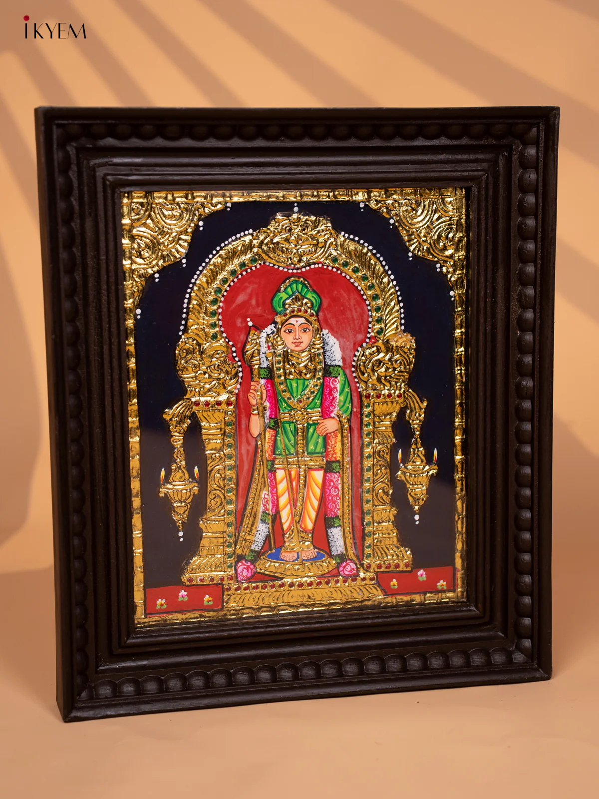 Murugar - Tanjore Painting (15x13) Green - KD17125 - Image 2