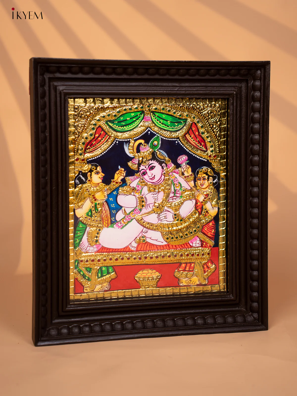 Butter Krishna Tanjore painting - Tanjore Painting (15x13) Red - KD17130 - Image 2