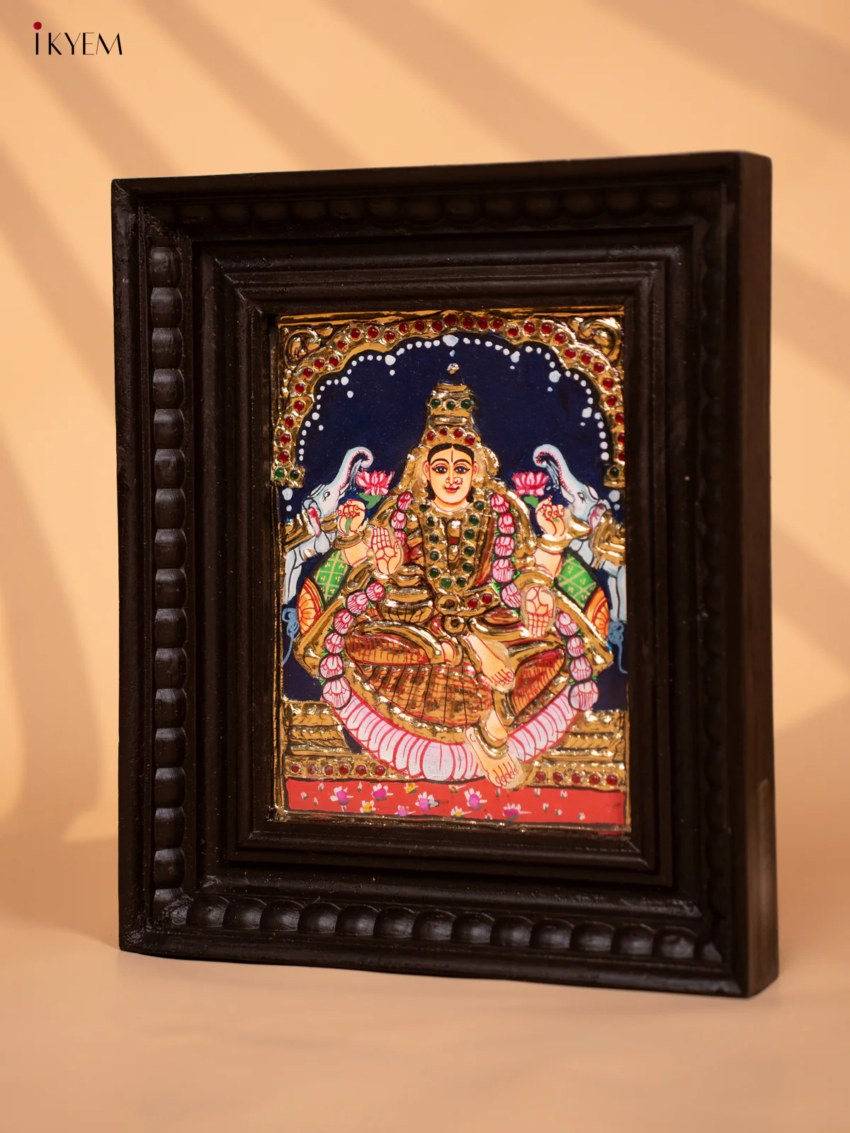 Gajalakshmi - Tanjore Painting (11x9) - KD17139 - Image 3