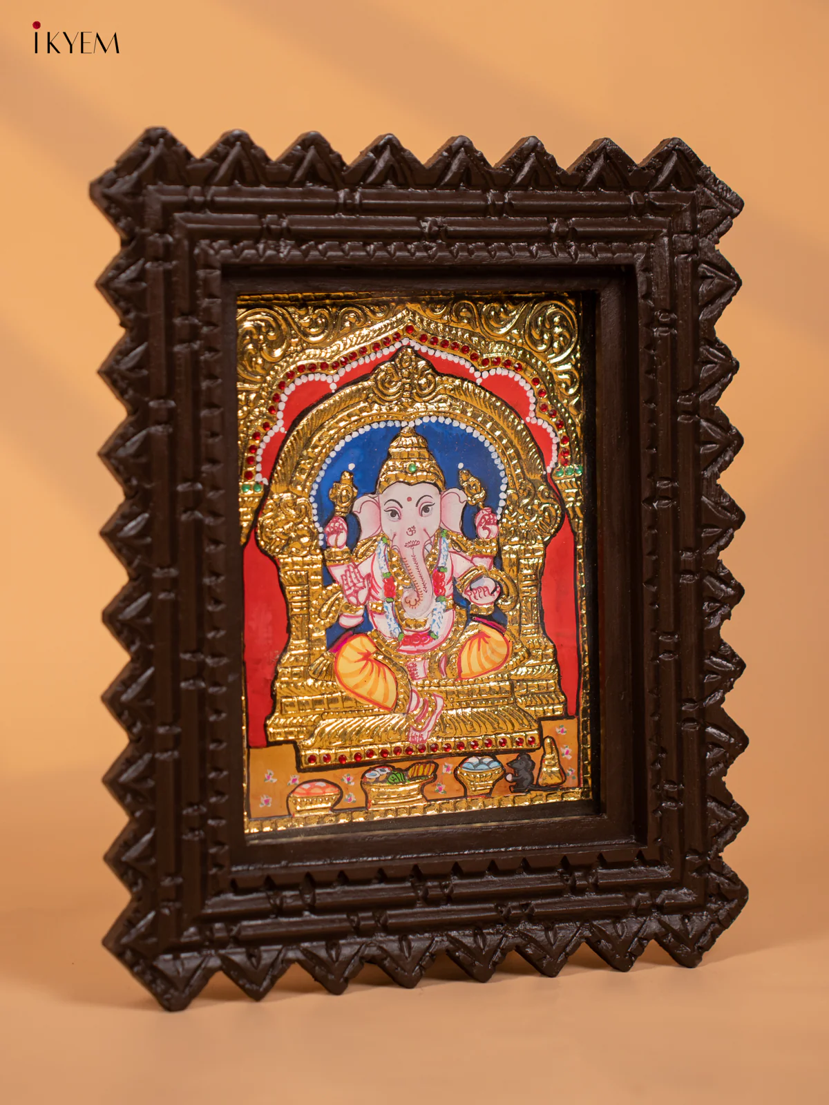 Lord Ganesha- Tanjore Painting (11x9) - KD17154 - Image 2