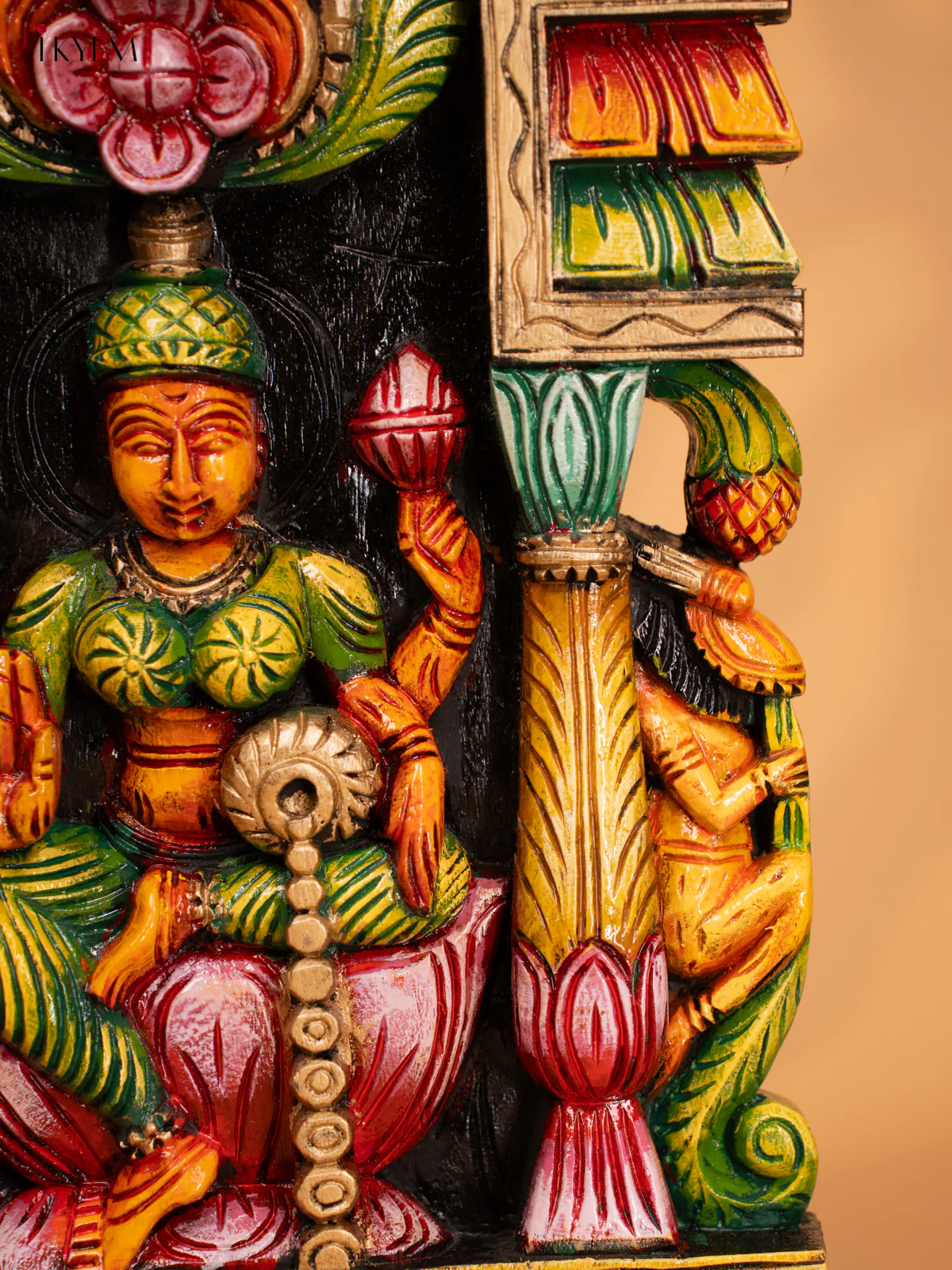 Wooden Hand Carved Painted Gopuram with Mahalakshmi - 24- Inch - KD18117 - Image 5