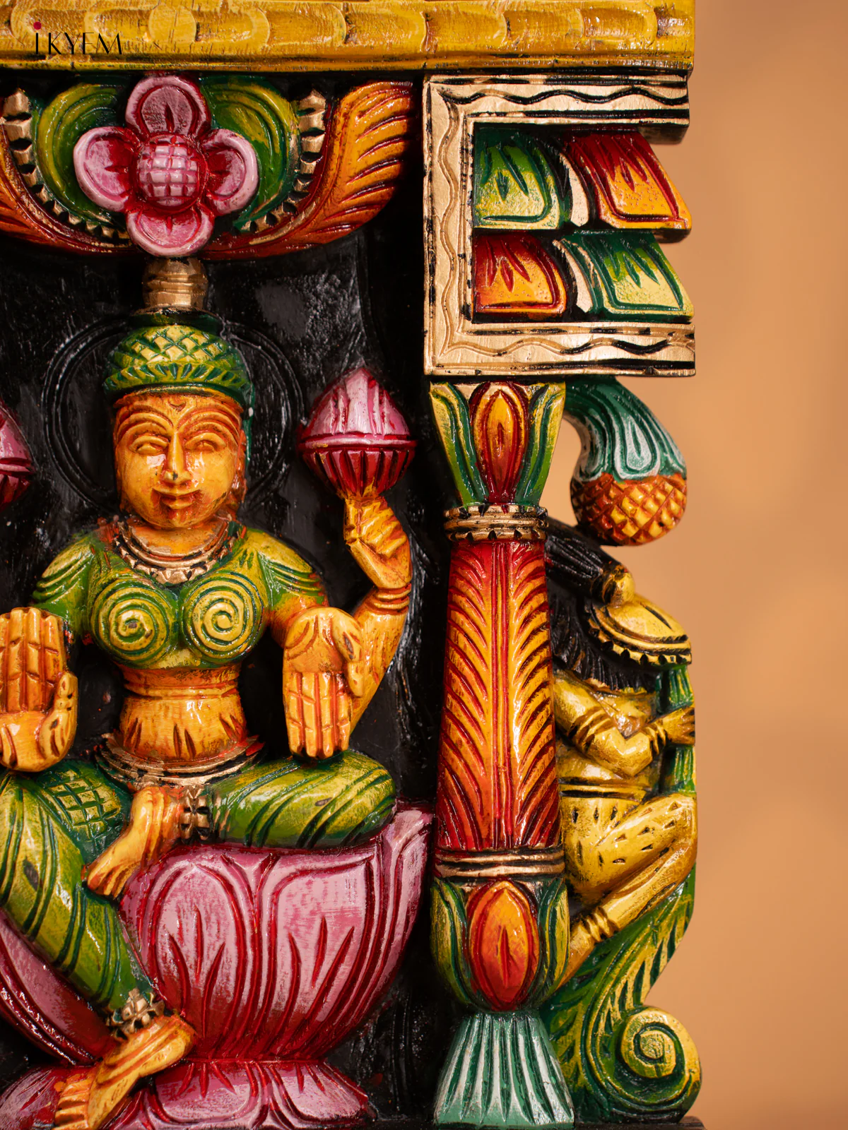 Wooden Hand Carved  Painted Gopuram With Lakshmi - 24 Inch - KD18118 - Image 4