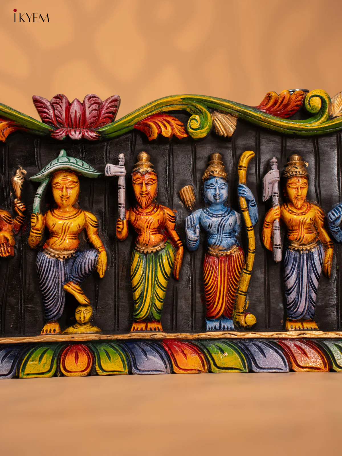 Wooden Hand Carved Painted Dasavatharam Panel - KD18131 - Image 3