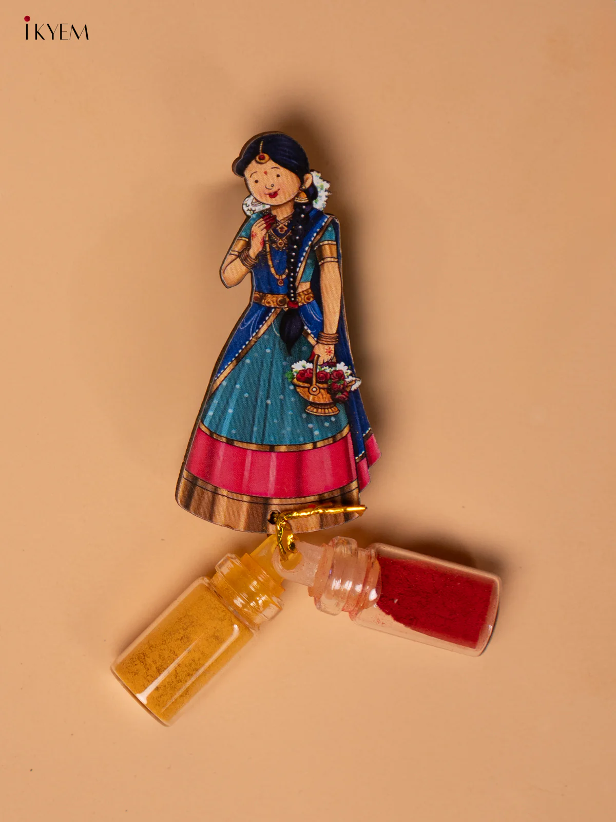 Haldi Kumkum bottle set - Indian Lady - KD22129