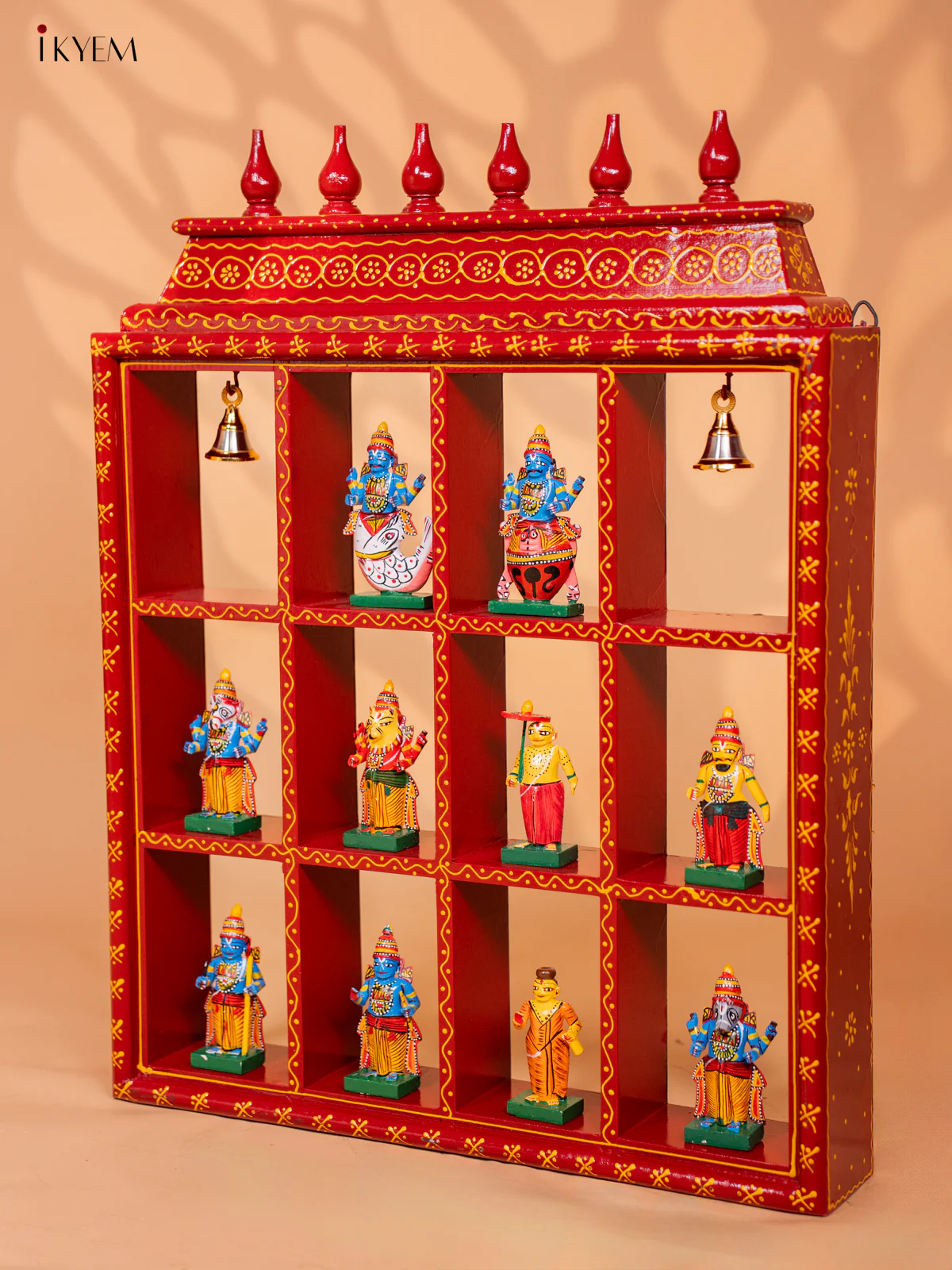 Wooden Frame With Kondapalli Dasavatharam Idol Set - KD22140 - Image 2