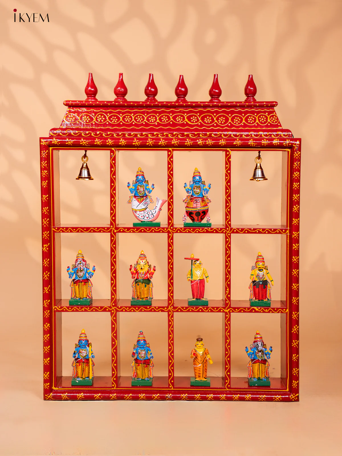 Wooden Frame With Kondapalli Dasavatharam Idol Set - KD22140 - Image 3