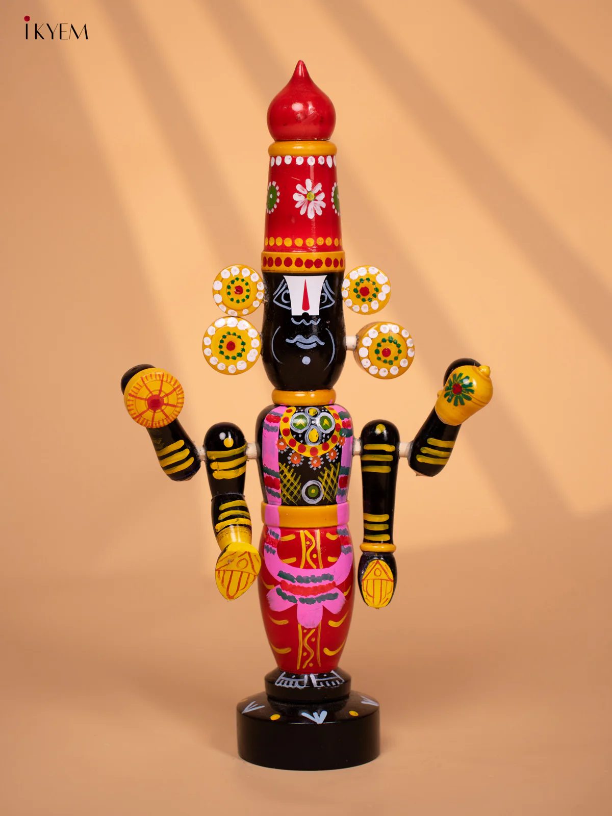 Wooden Hand Painted Lord Venkateshwara idol 16 inch - KD24115