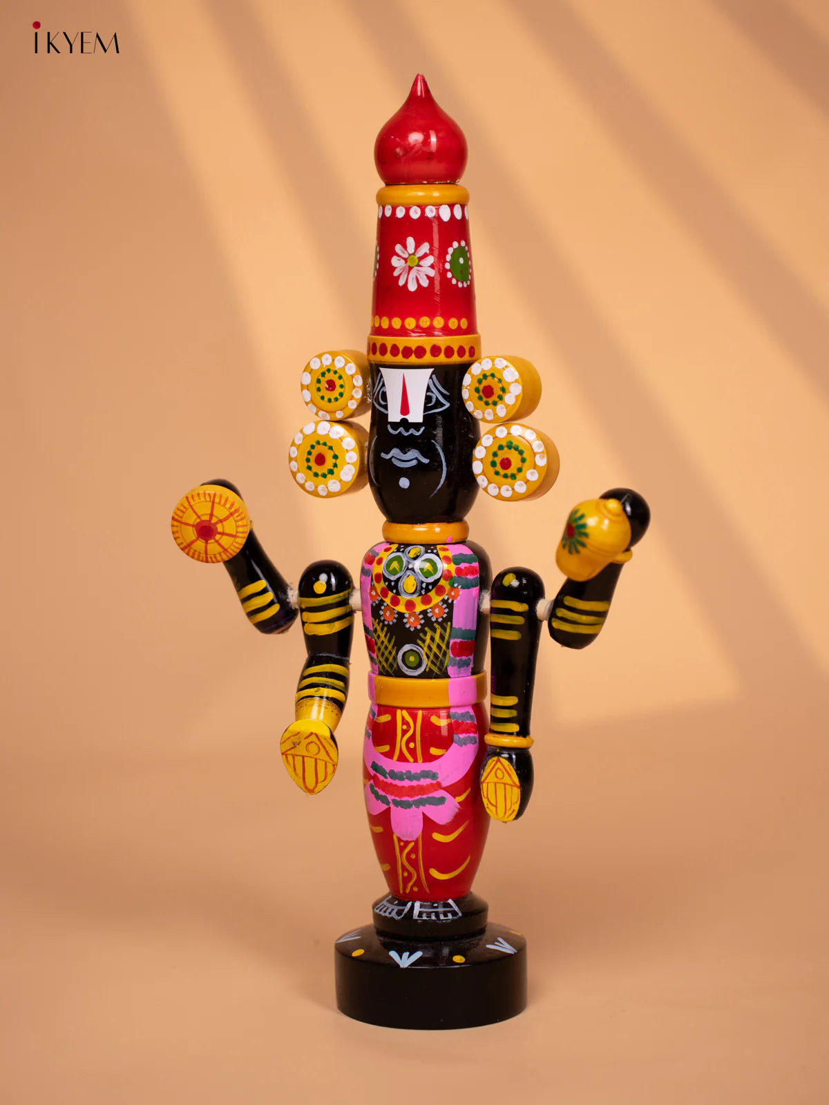 Wooden Hand Painted Lord Venkateshwara idol 16 inch - KD24115 - Image 3
