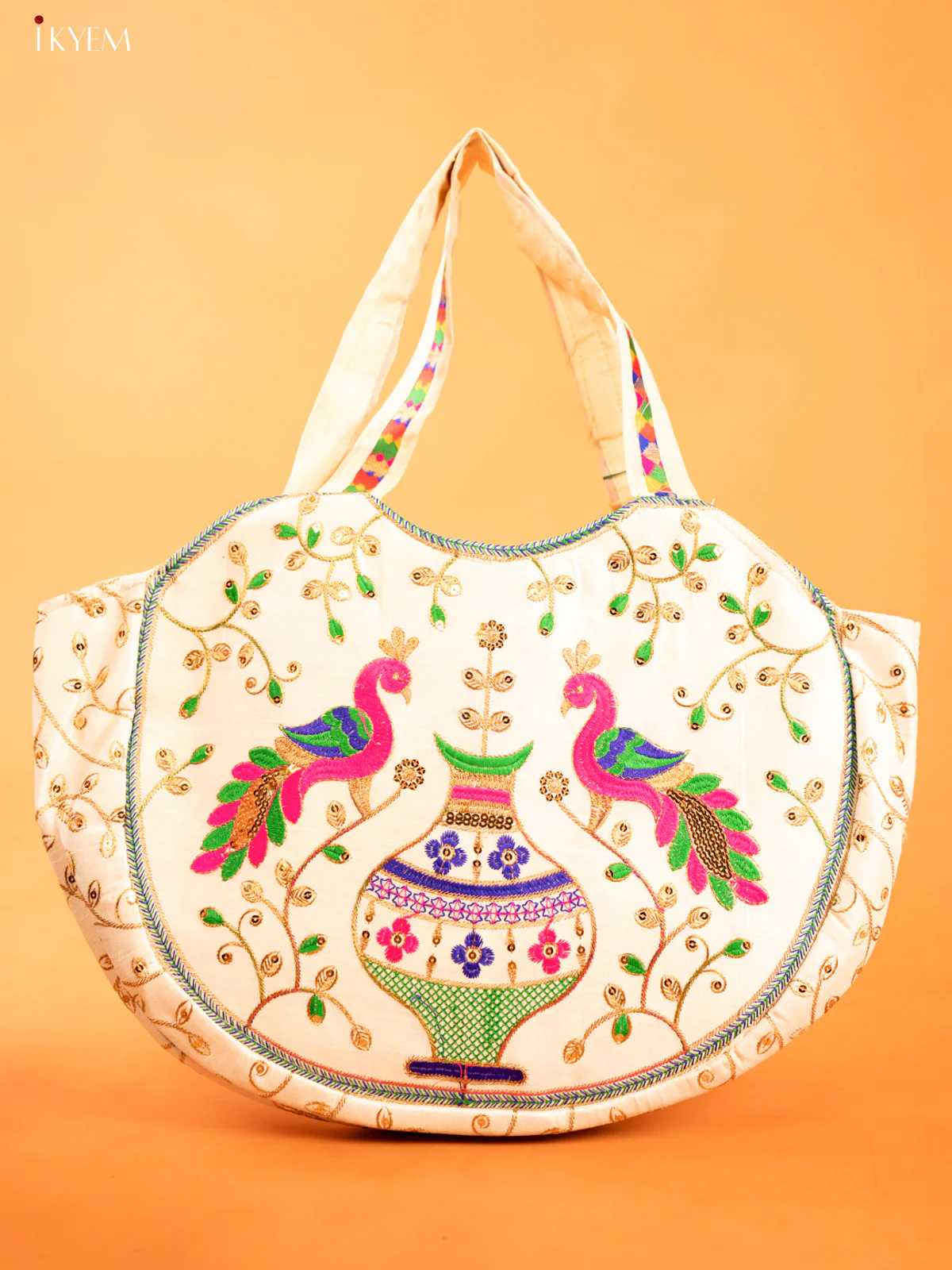 Rajasthani Embroidered Work Peacock handbag - KD26167