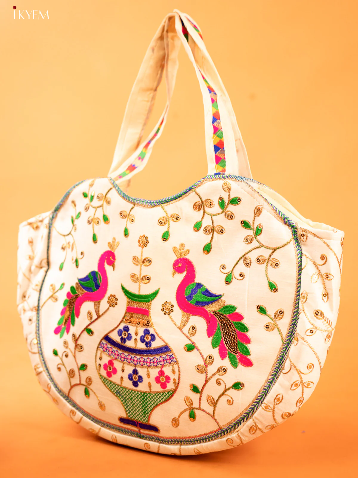 Rajasthani Embroidered Work Peacock handbag - KD26167 - Image 2