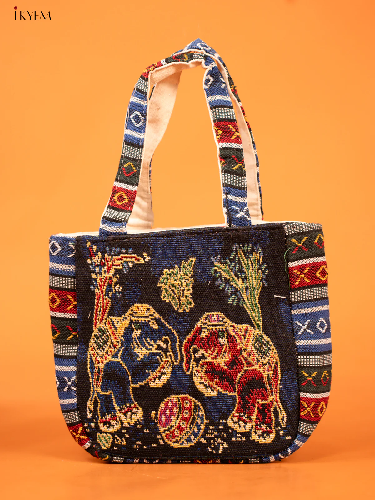 Cotton Zipper Closure tote bag - Elephant Small - KD26206